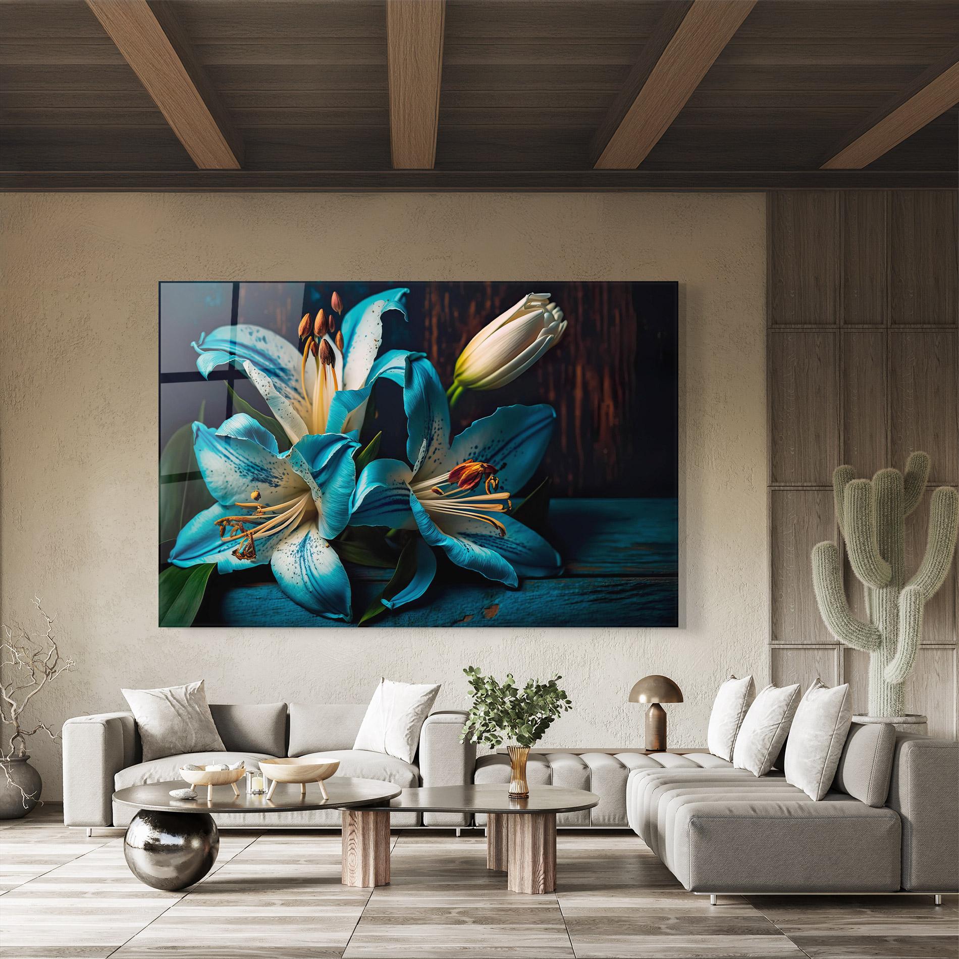 Tablou Sticla Blue Lily mockup 8