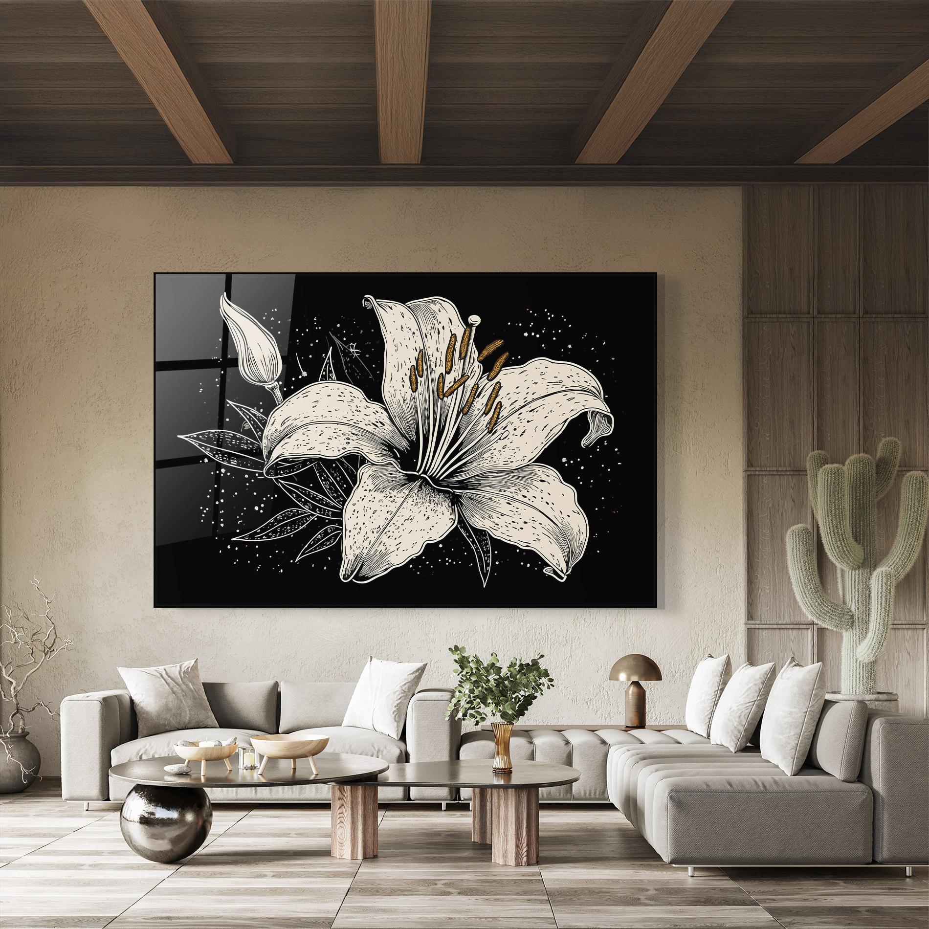 Tablou Sticla Cream Black Lily mockup 8
