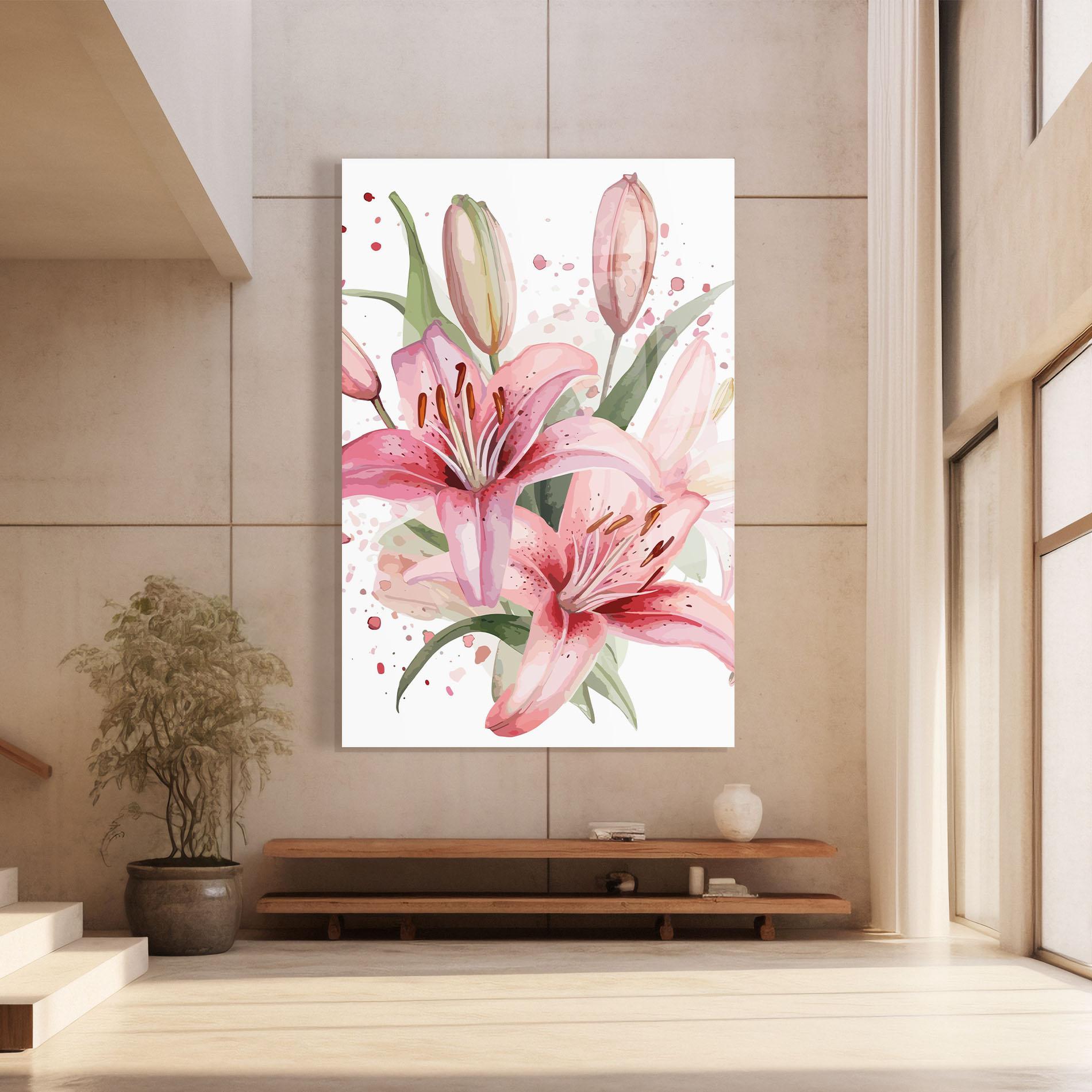 Tablou Sticla Beautiful Pink Lily mockup 8