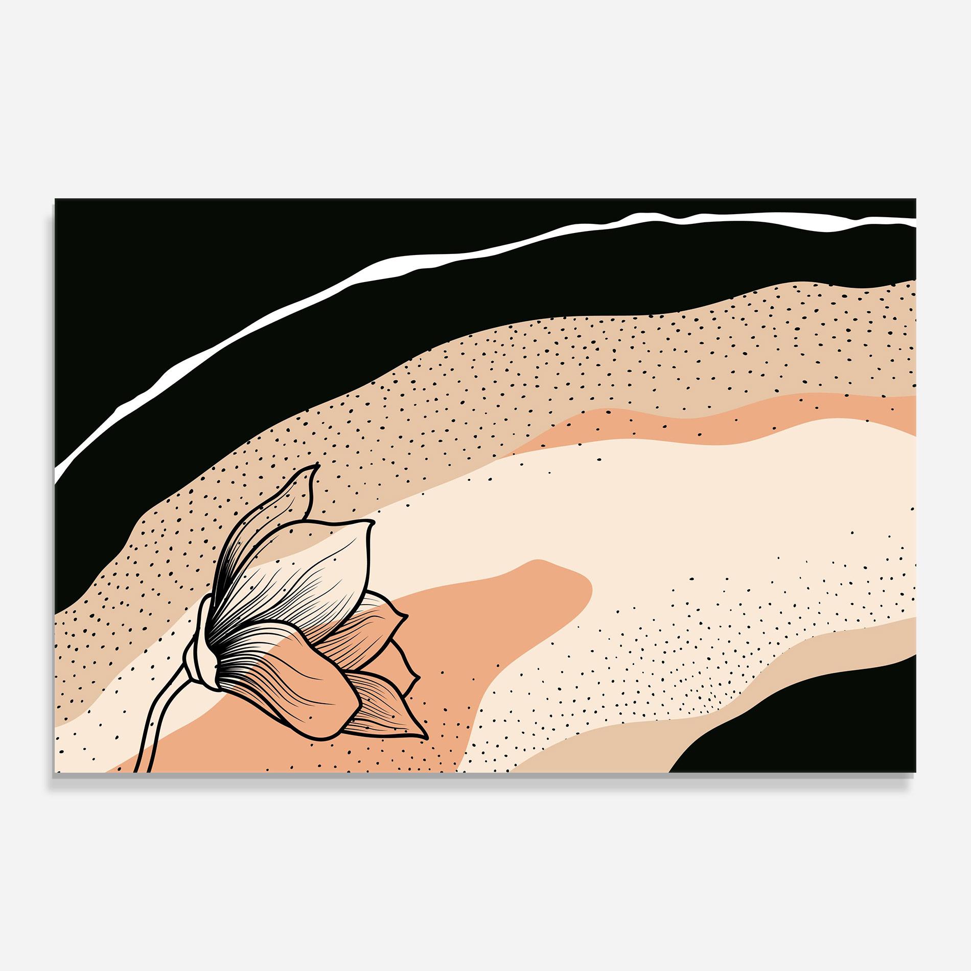 Tablou Sticla Black Line Art Plant mockup 0