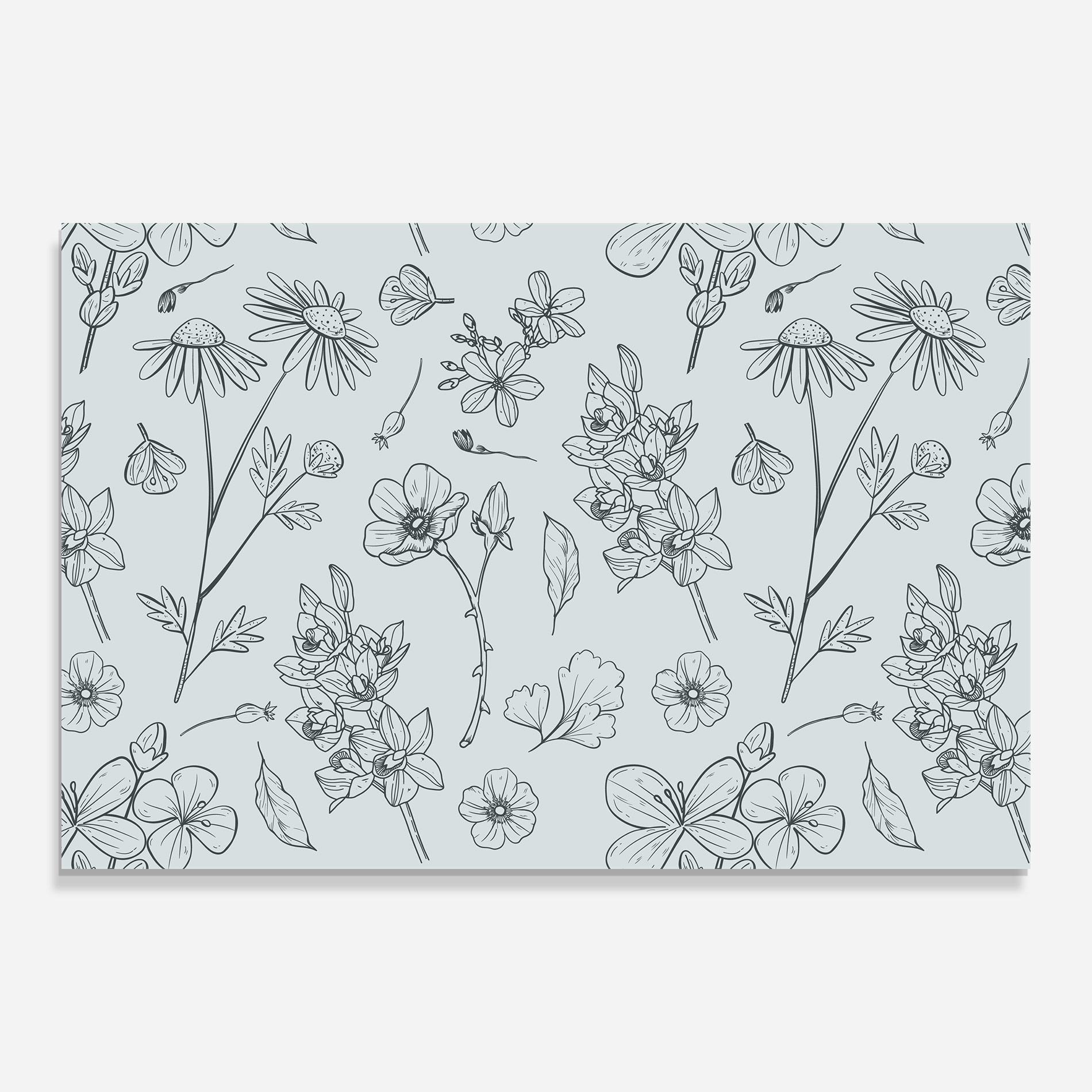 Tablou Sticla Blue Flower Line mockup 0