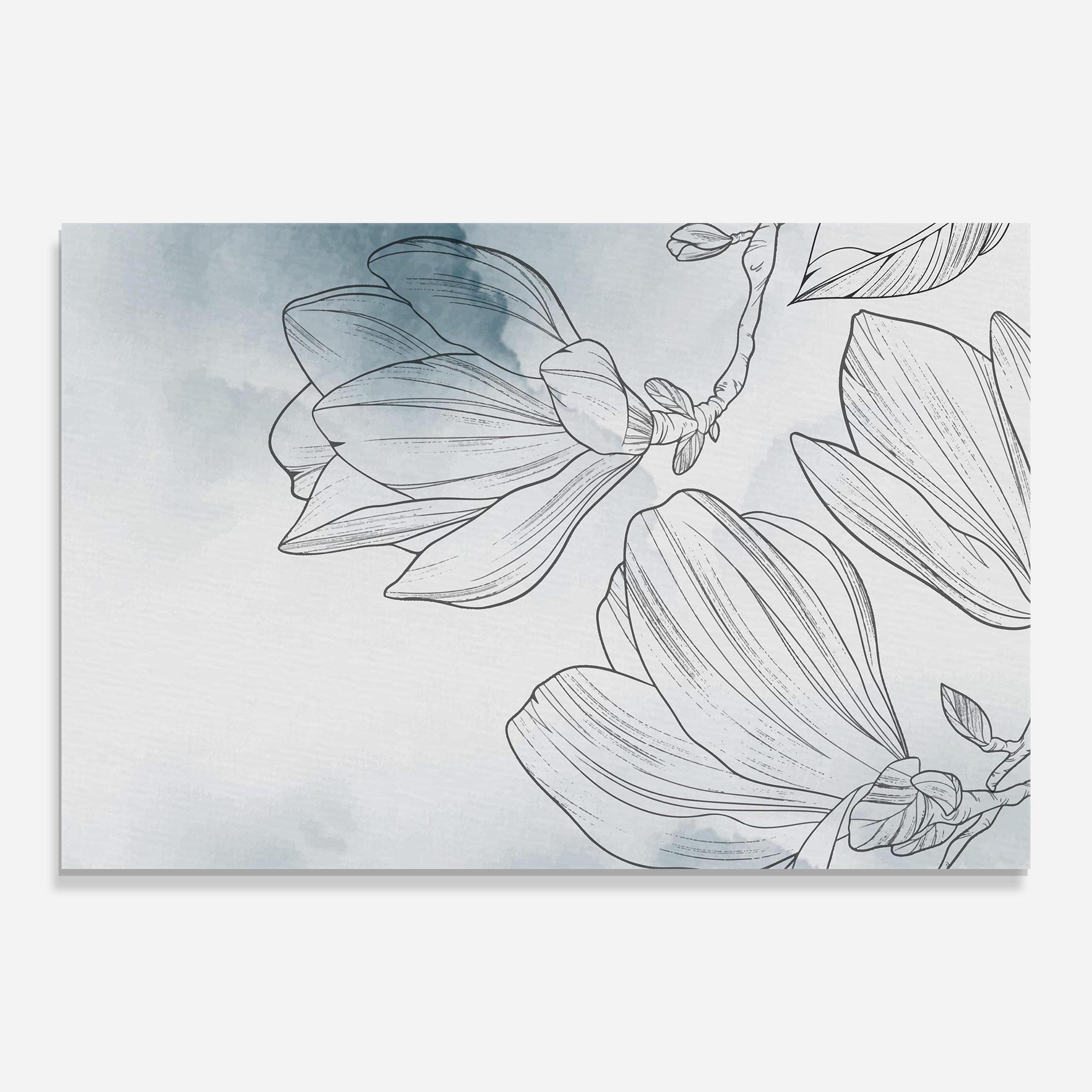 Tablou Sticla Blue Line Flower mockup 0