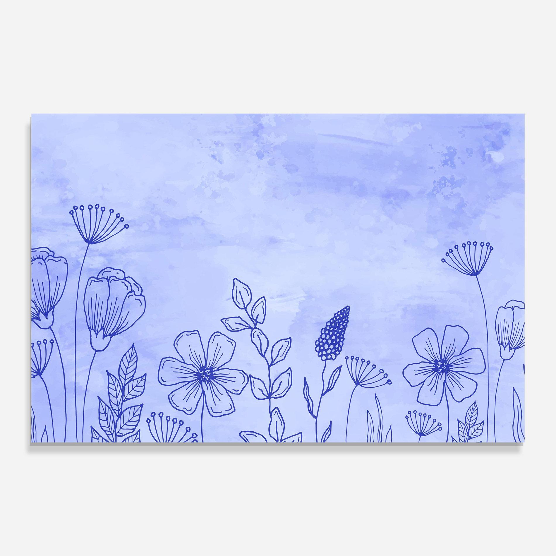 Tablou Sticla Blue Line Plant mockup 0