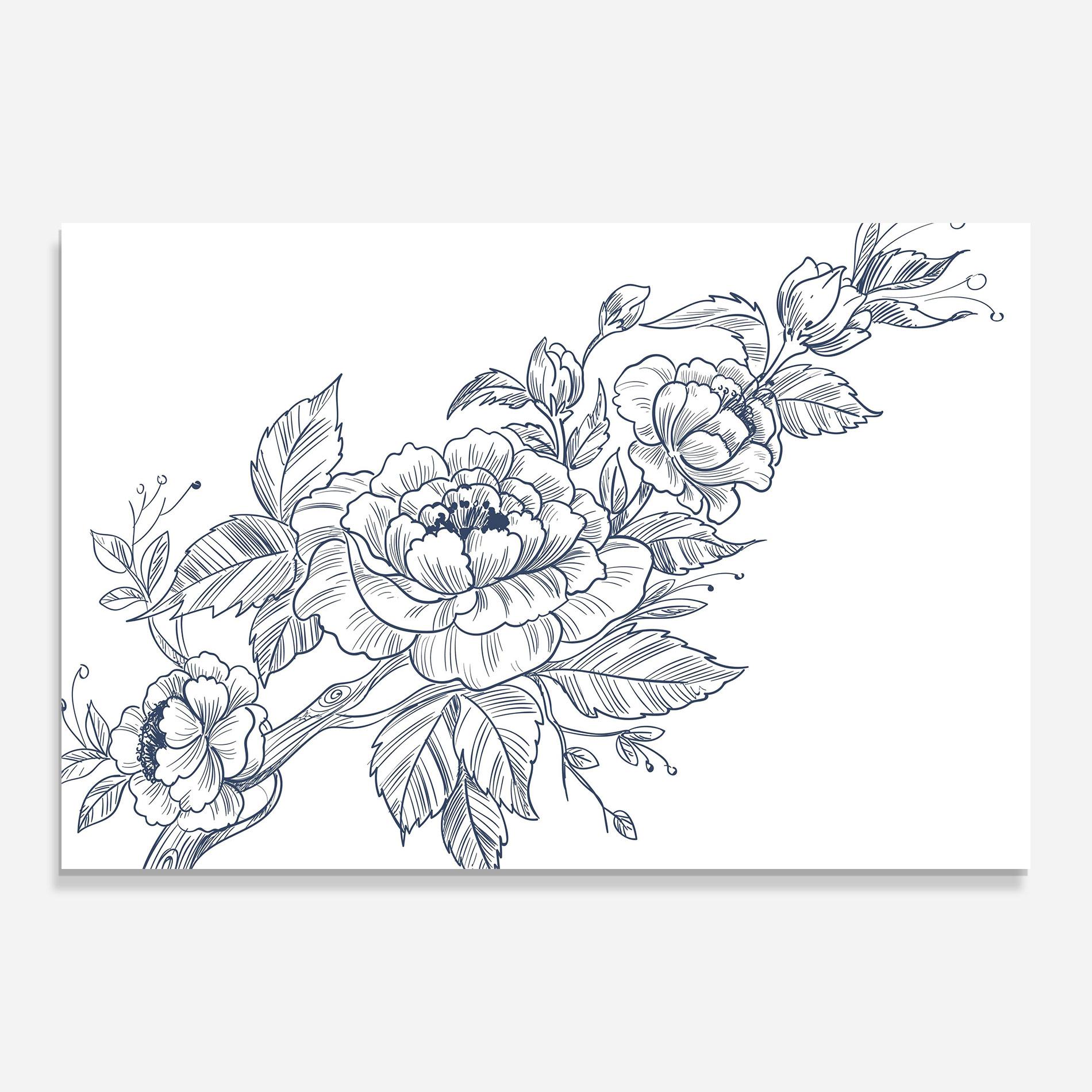 Tablou Sticla Blue Line Roses mockup 0