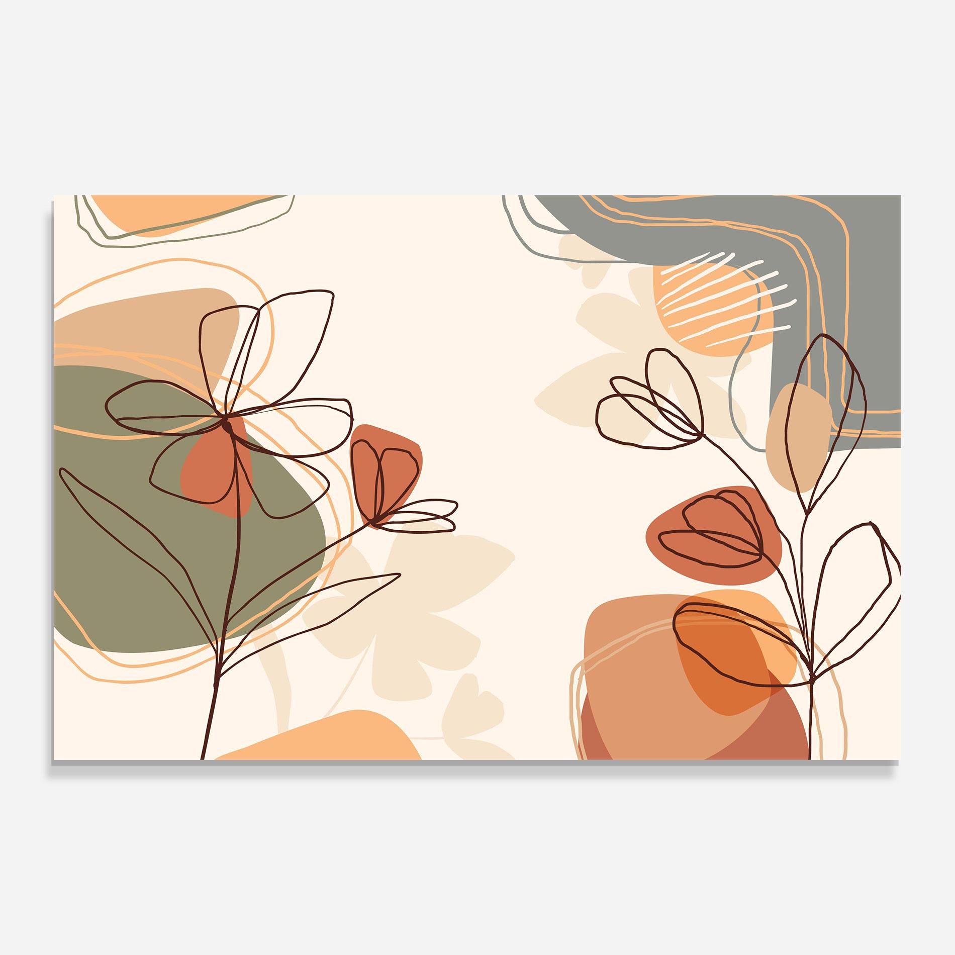 Tablou Sticla Brown Line Plants mockup 0