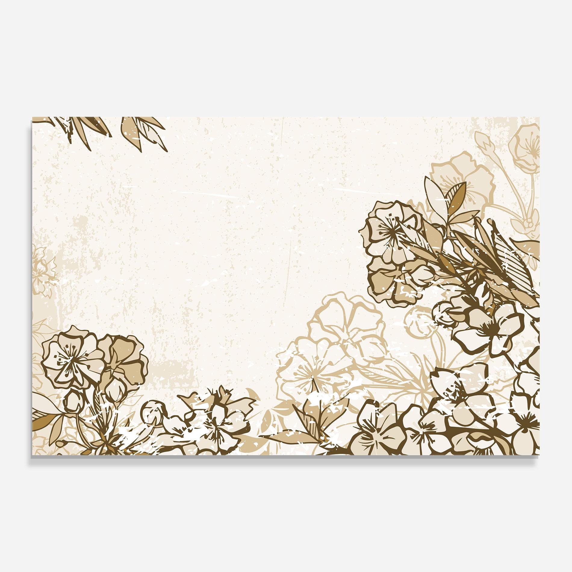 Tablou Sticla Cream Brown Flower mockup 0