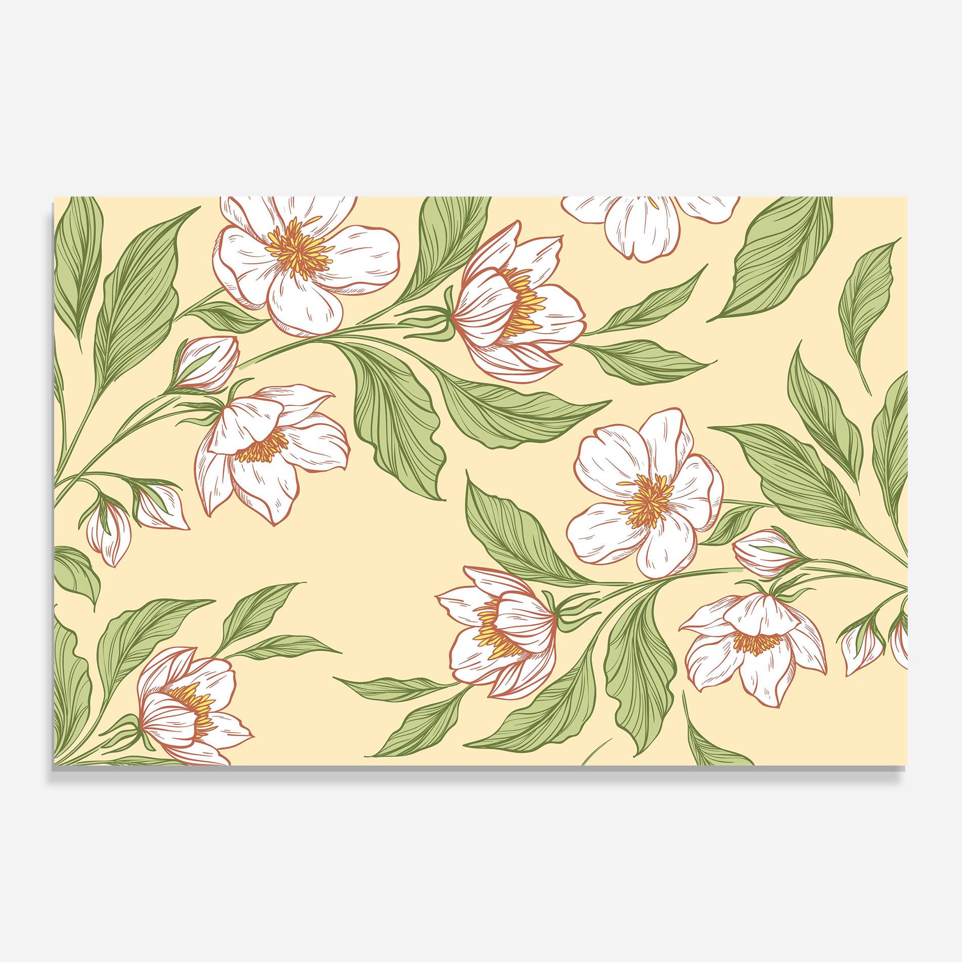 Tablou Sticla Cream Flower White mockup 0