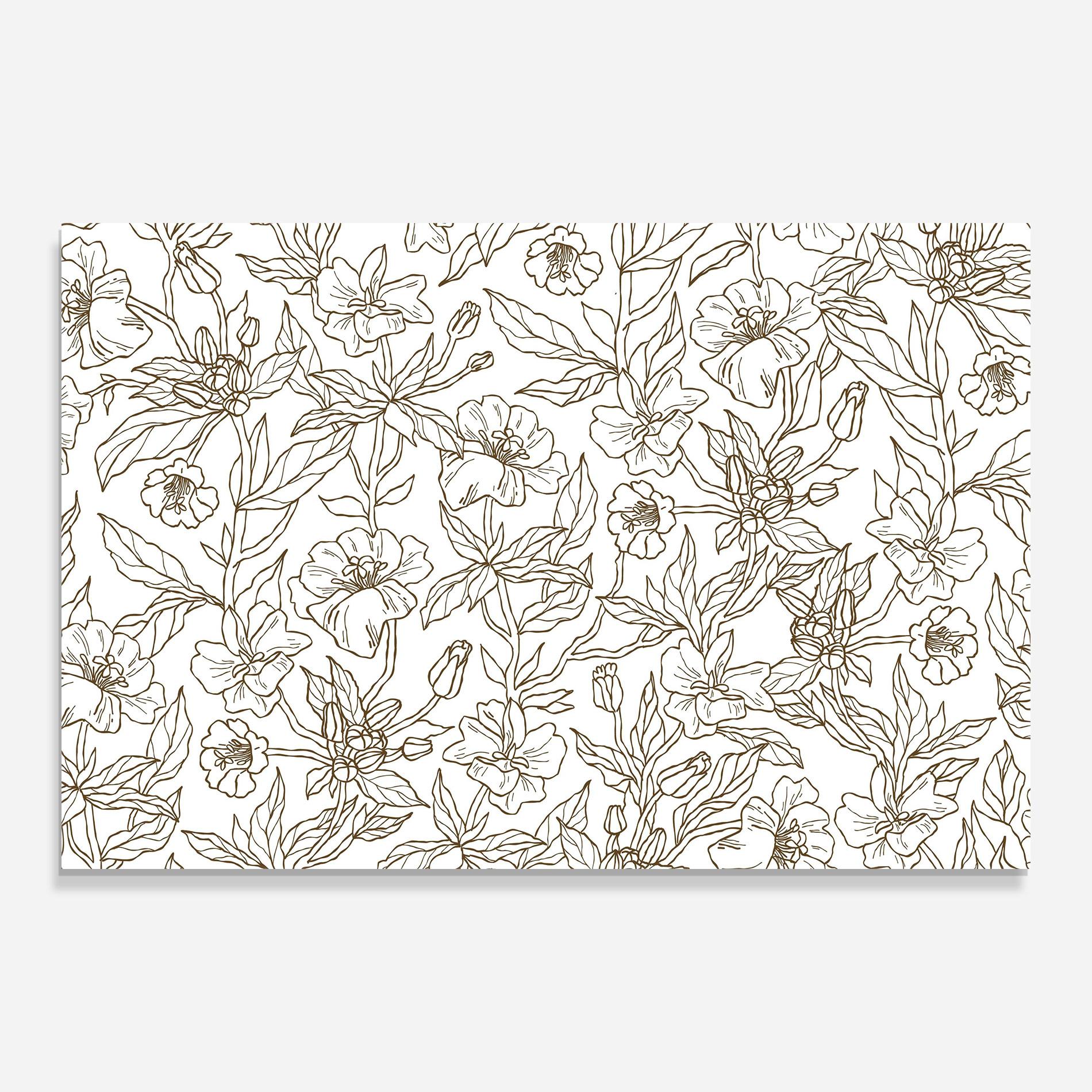 Tablou Sticla Cream Line Flowers mockup 0