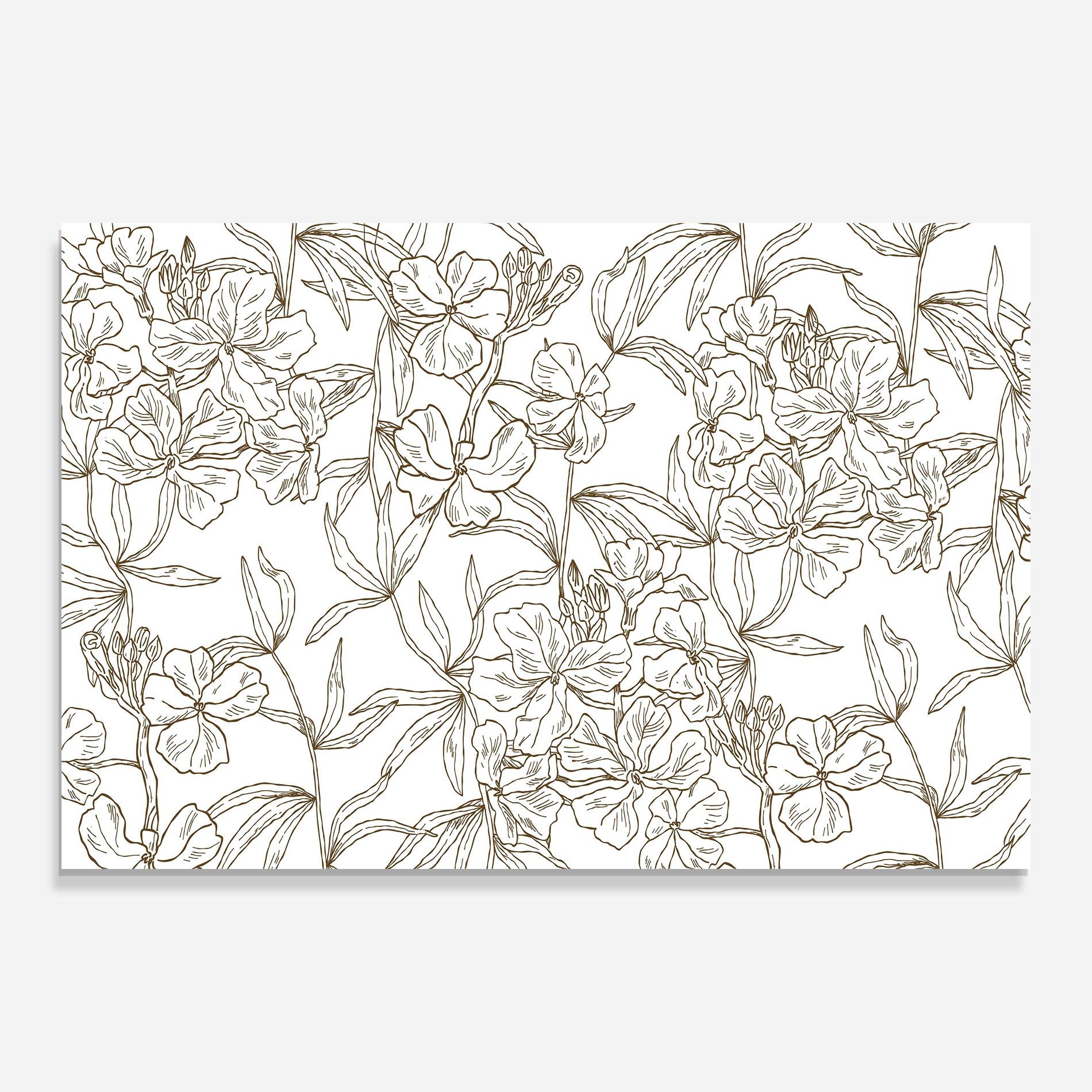 Tablou Sticla Flower Brown Line mockup 0