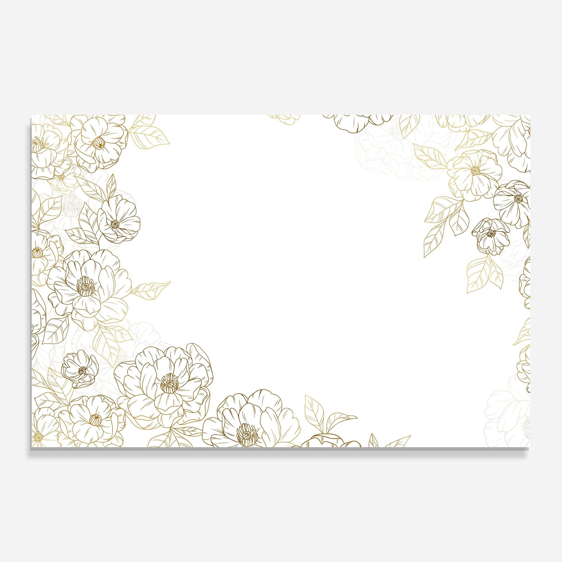 Tablou Sticla Flower Gold Line mockup 0