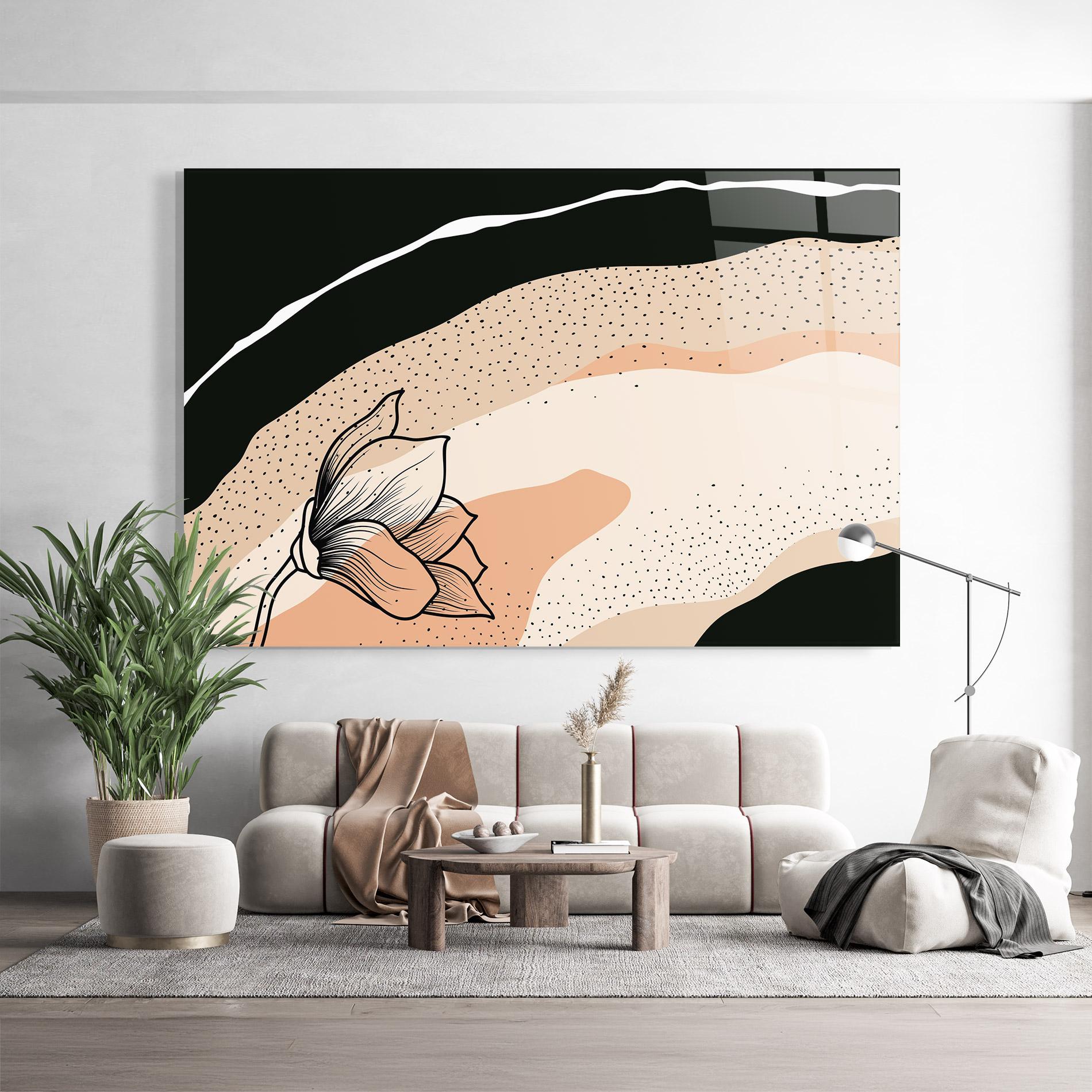 Tablou Sticla Black Line Art Plant mockup 9