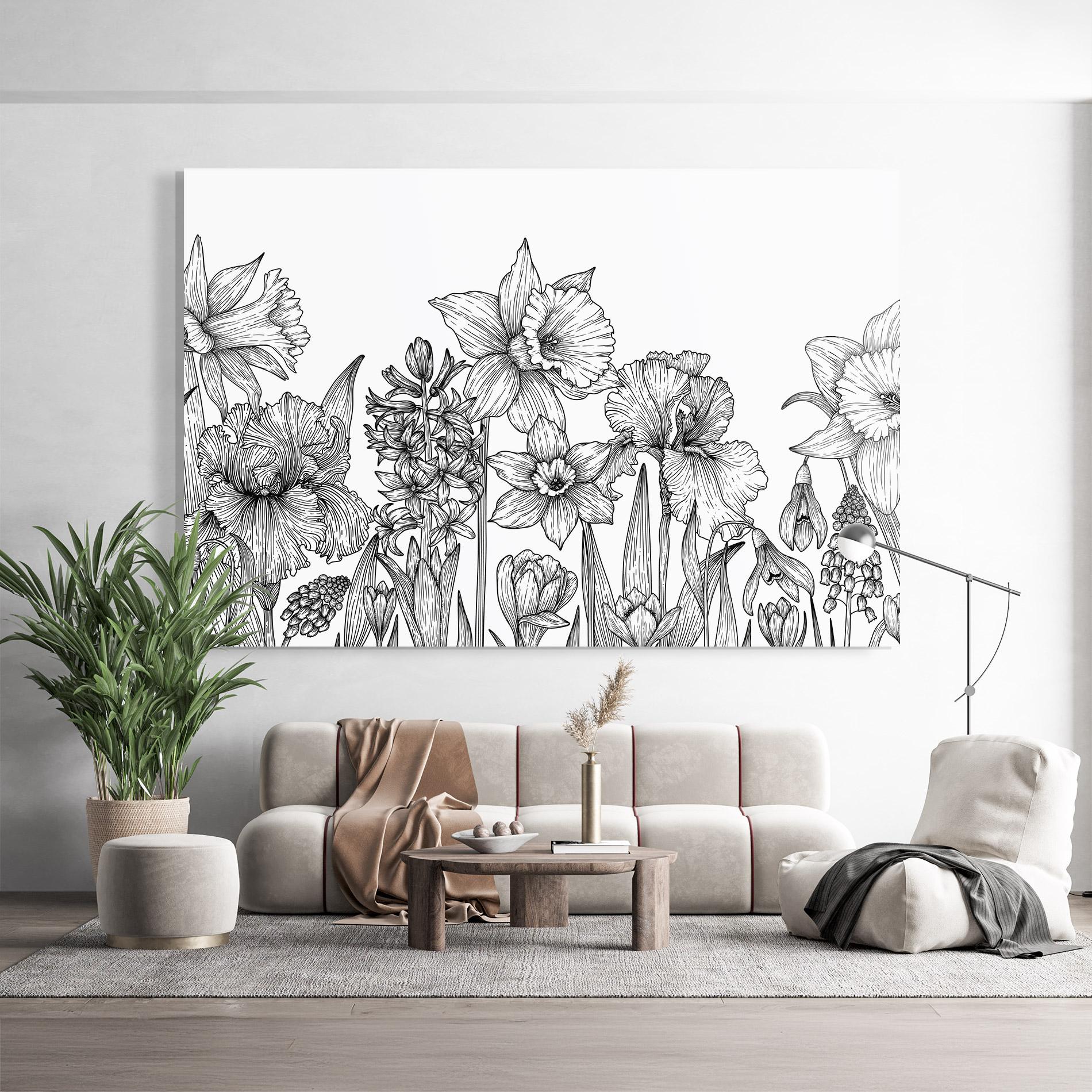 Tablou Sticla Black Line Plant mockup 9