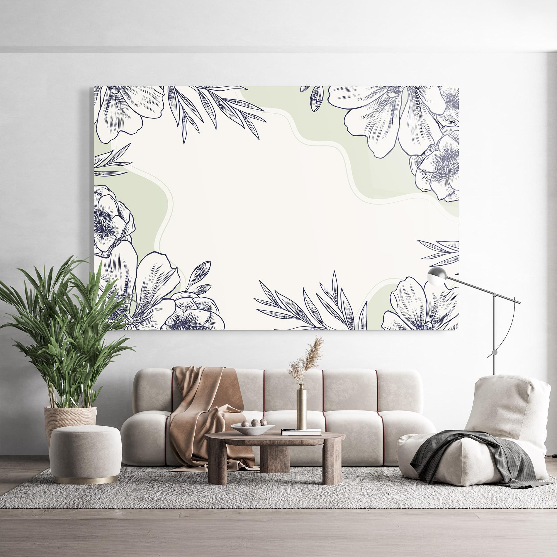 Tablou Sticla Blue Line Green mockup 9