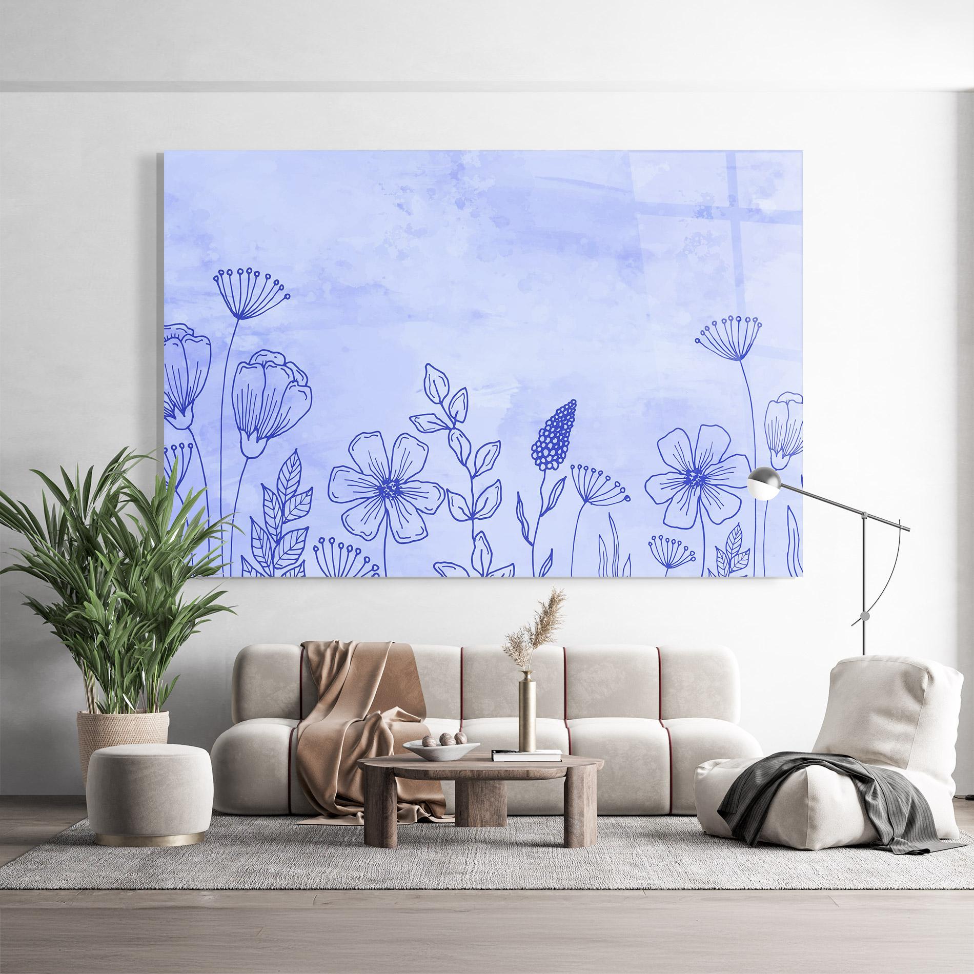 Tablou Sticla Blue Line Plant mockup 9