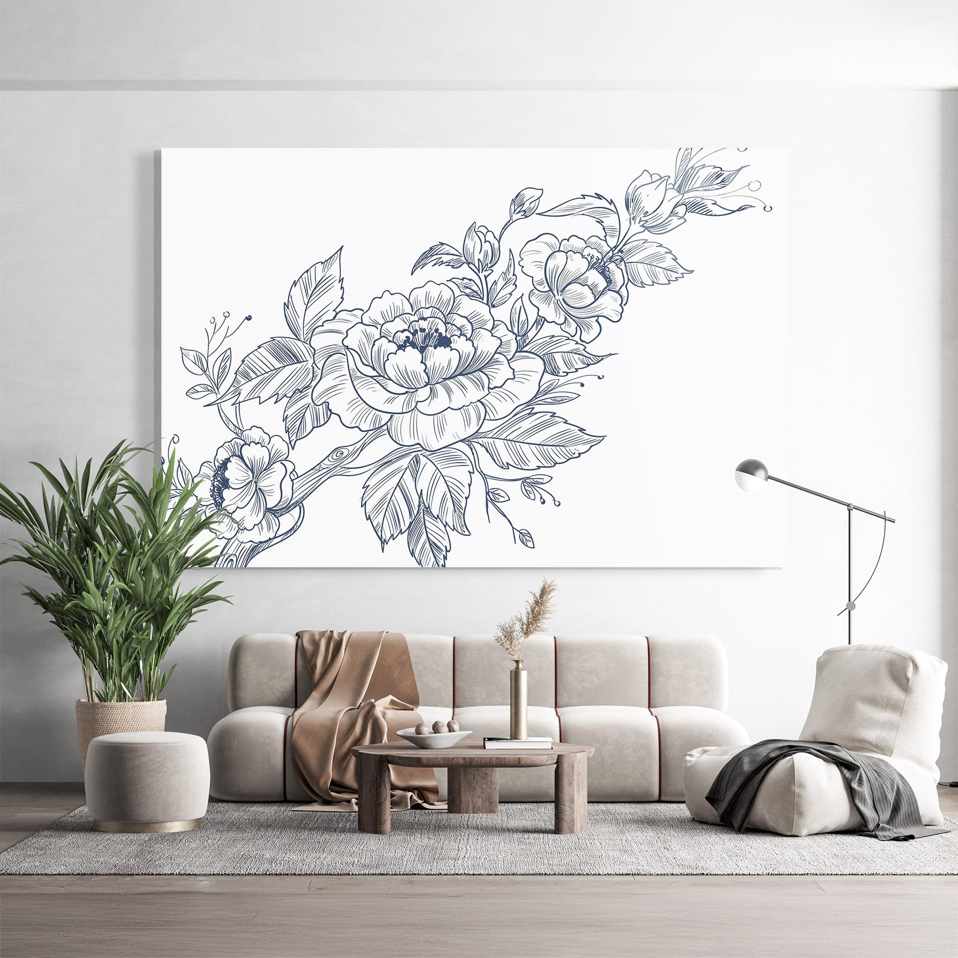 Tablou Sticla Blue Line Roses mockup 9