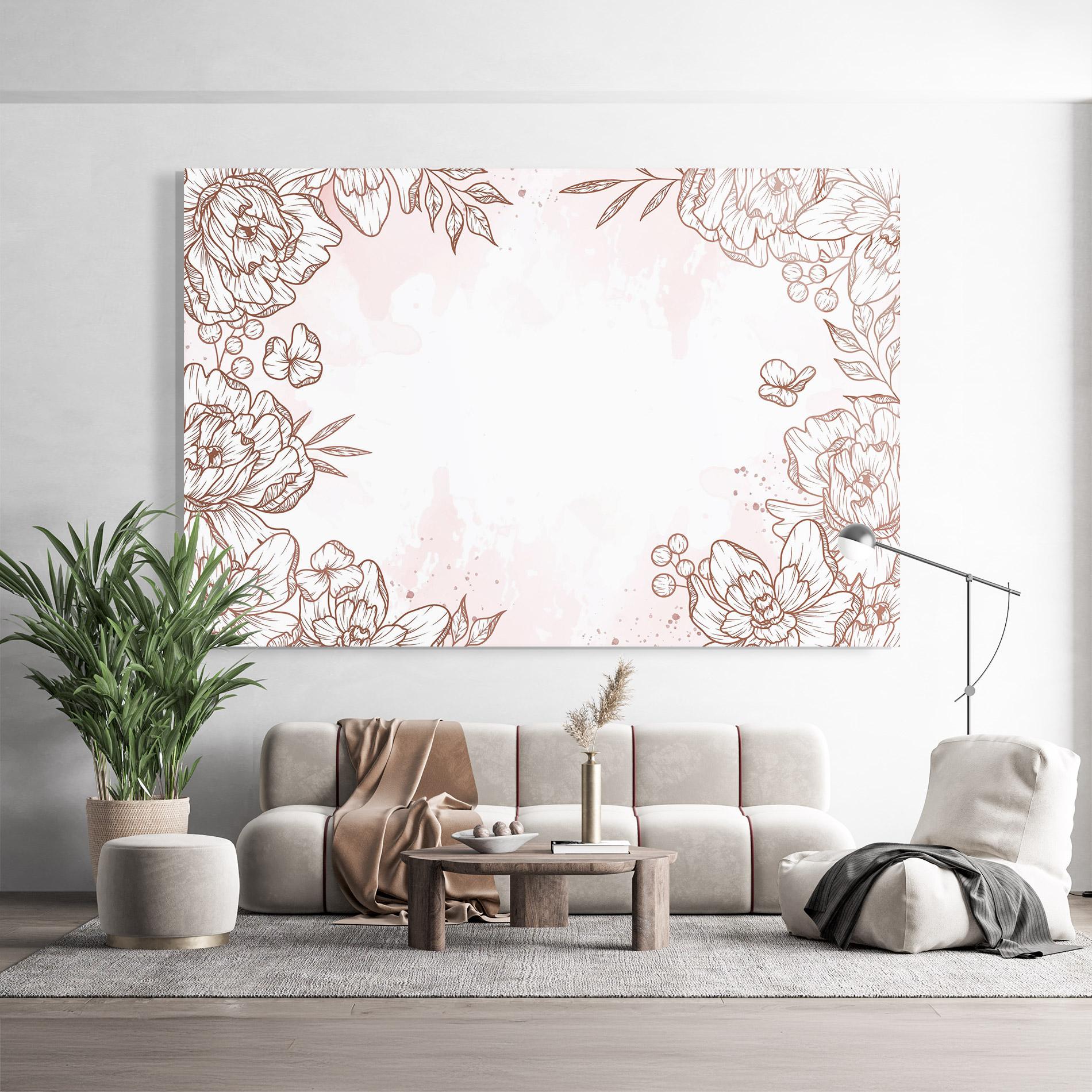 Tablou Sticla Brown Flower Line mockup 9