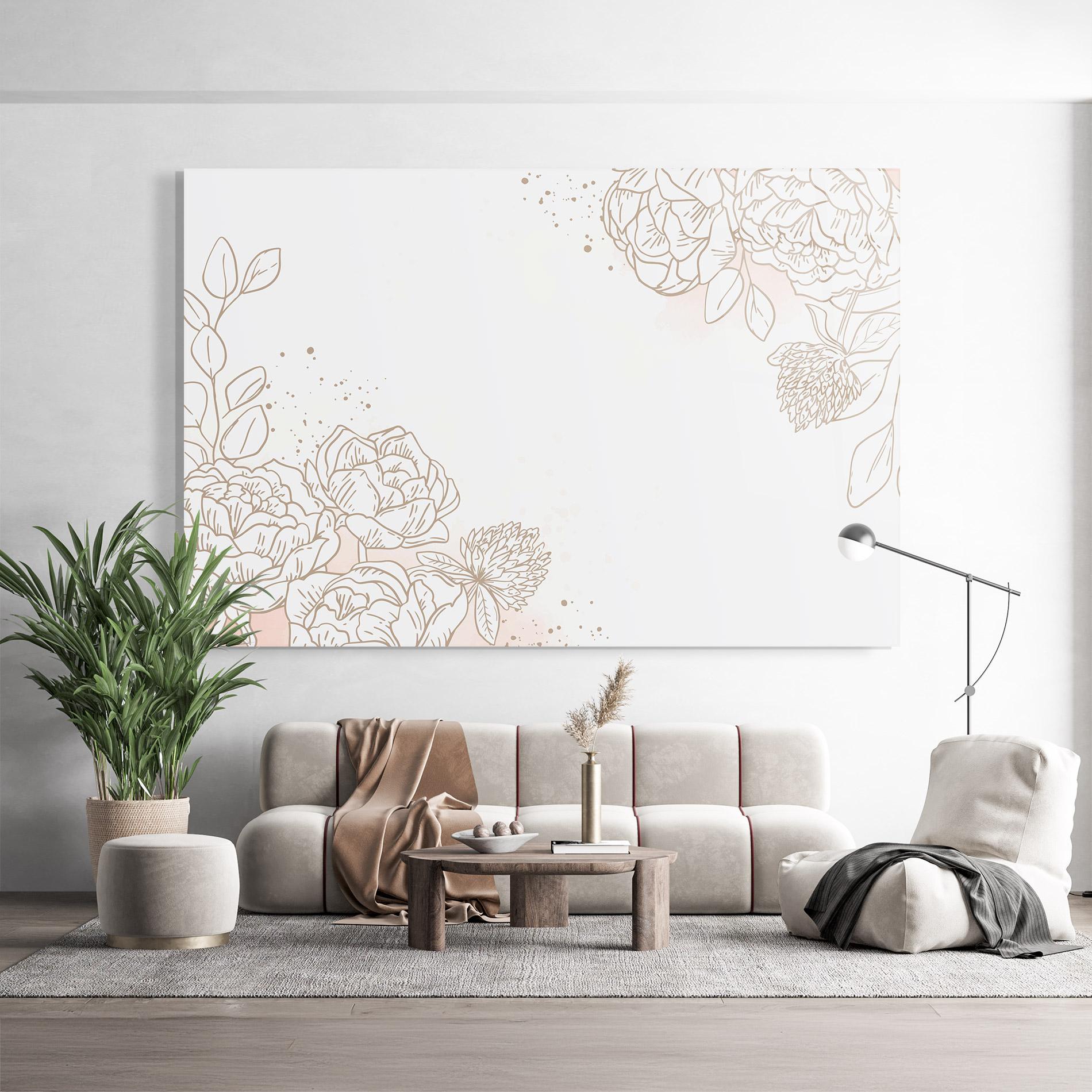 Tablou Sticla Cream Line Flower mockup 9