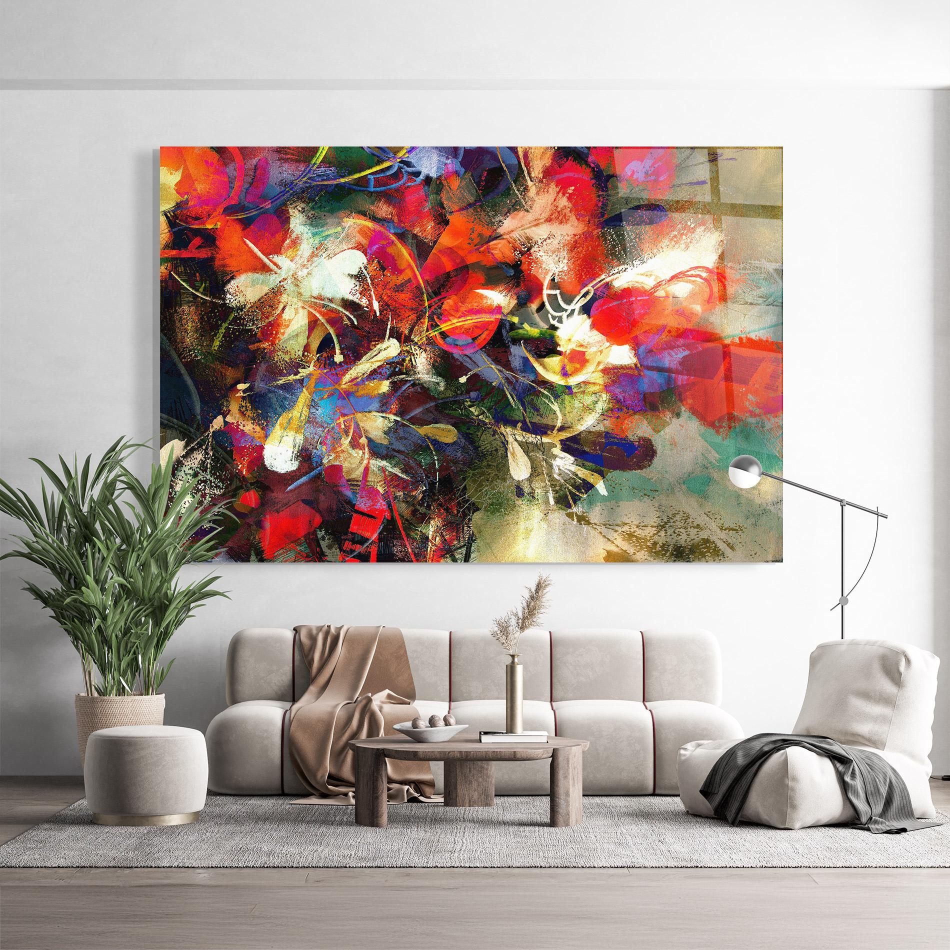 Tablou Sticla Flori Abstracte mockup 9