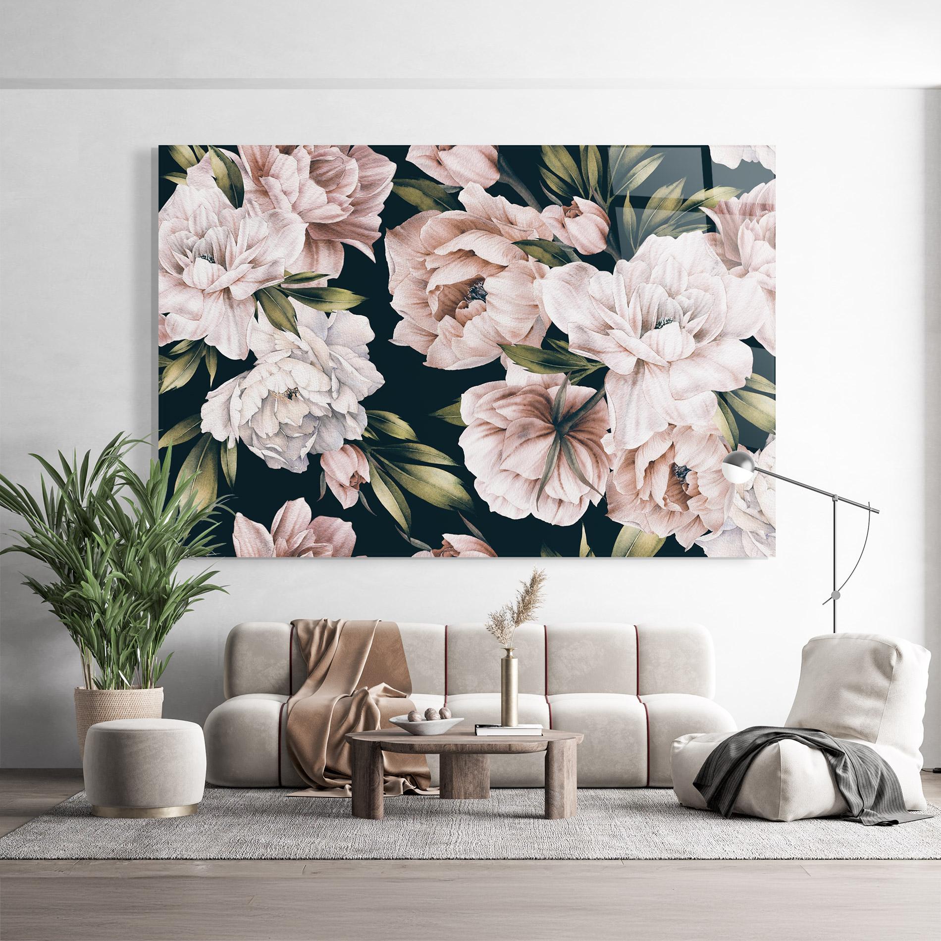 Tablou Sticla Flori De Bujori mockup 9