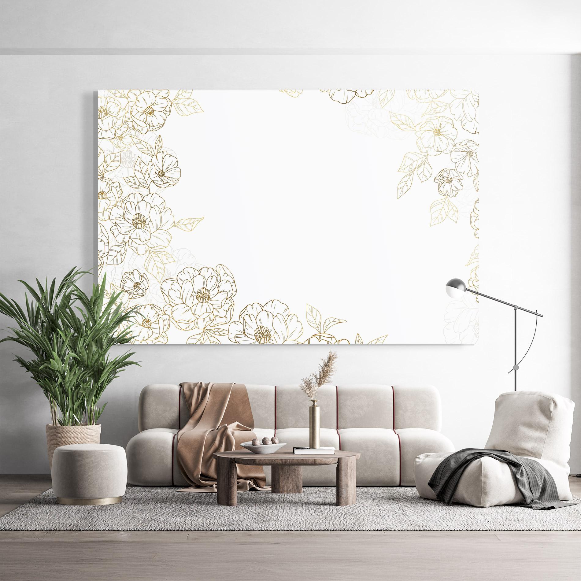 Tablou Sticla Flower Gold Line mockup 9