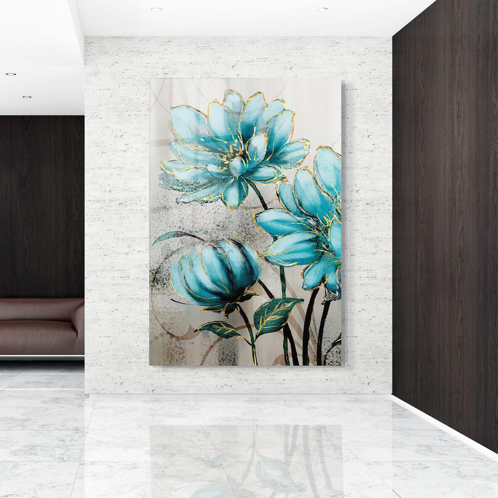 Tablou Sticla Bujori Albastri mockup 9