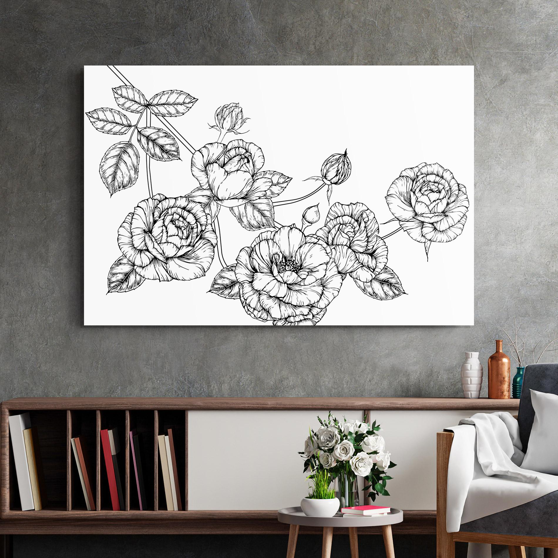 Tablou Sticla Big Roses Line mockup 2