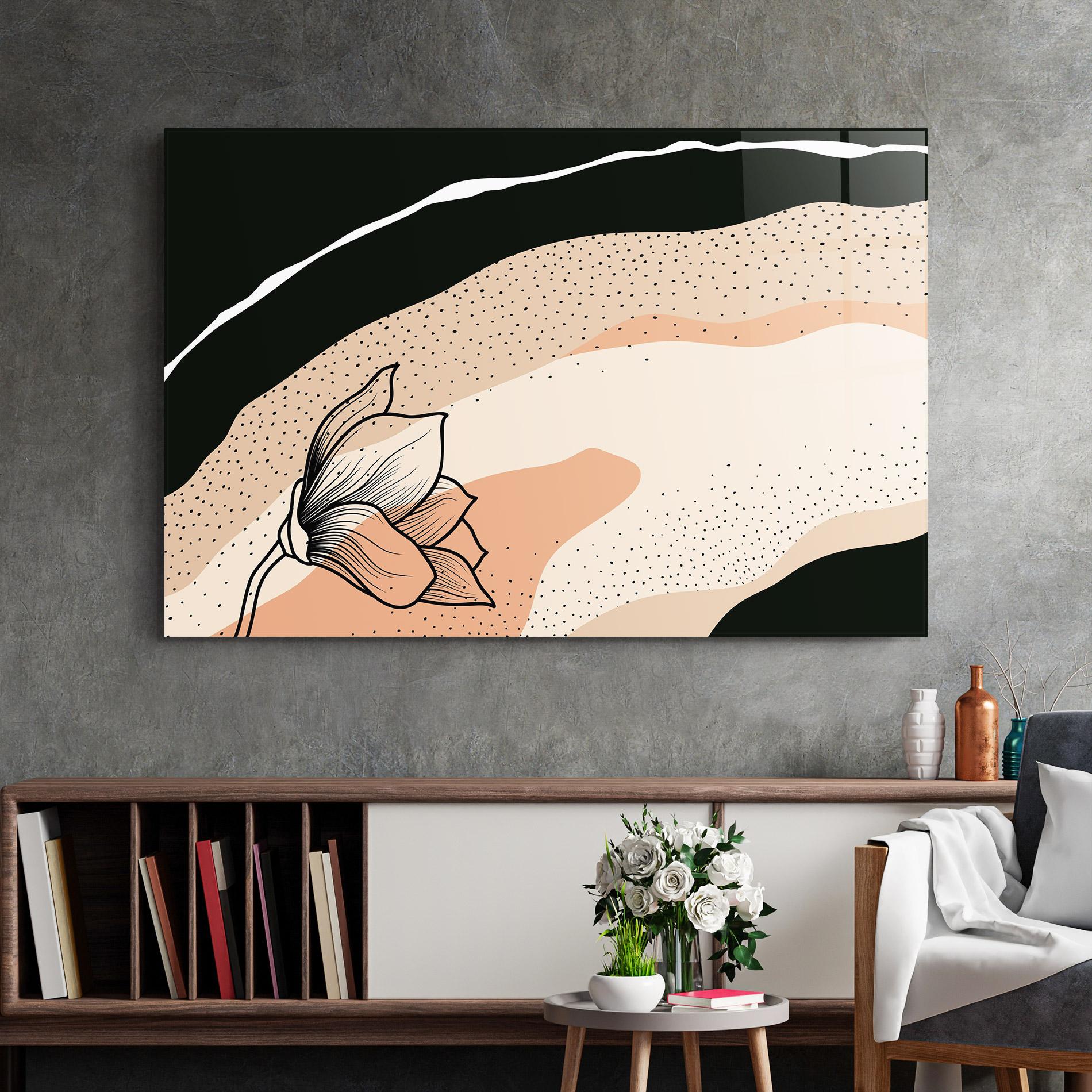 Tablou Sticla Black Line Art Plant mockup 2