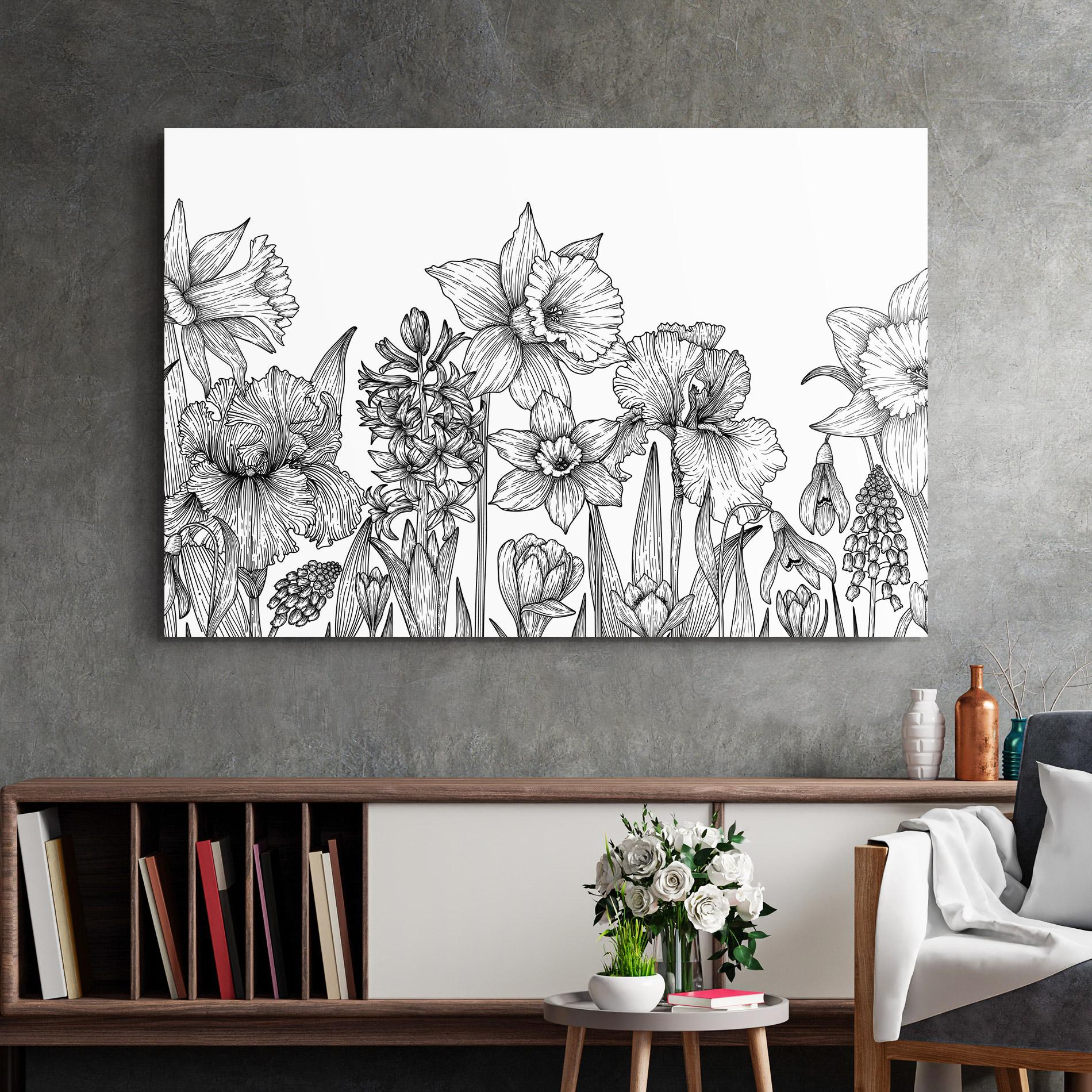 Tablou Sticla Black Line Plant mockup 2