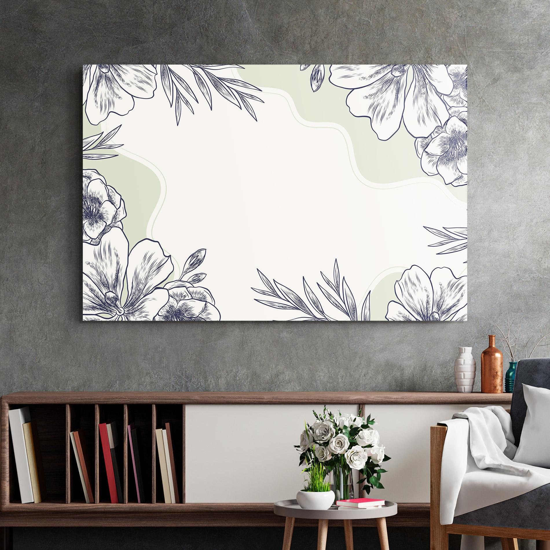 Tablou Sticla Blue Line Green mockup 2