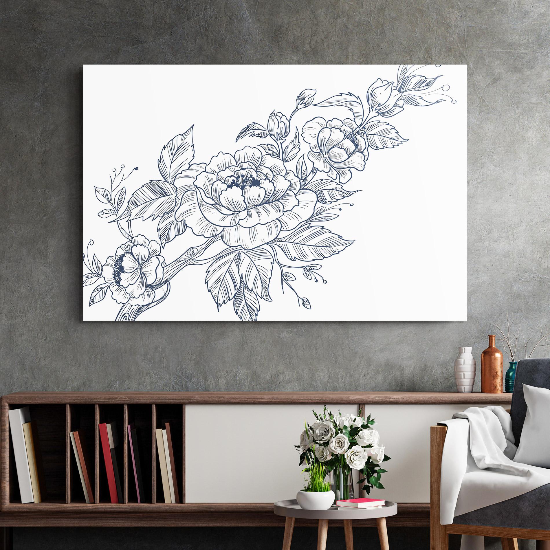 Tablou Sticla Blue Line Roses mockup 2