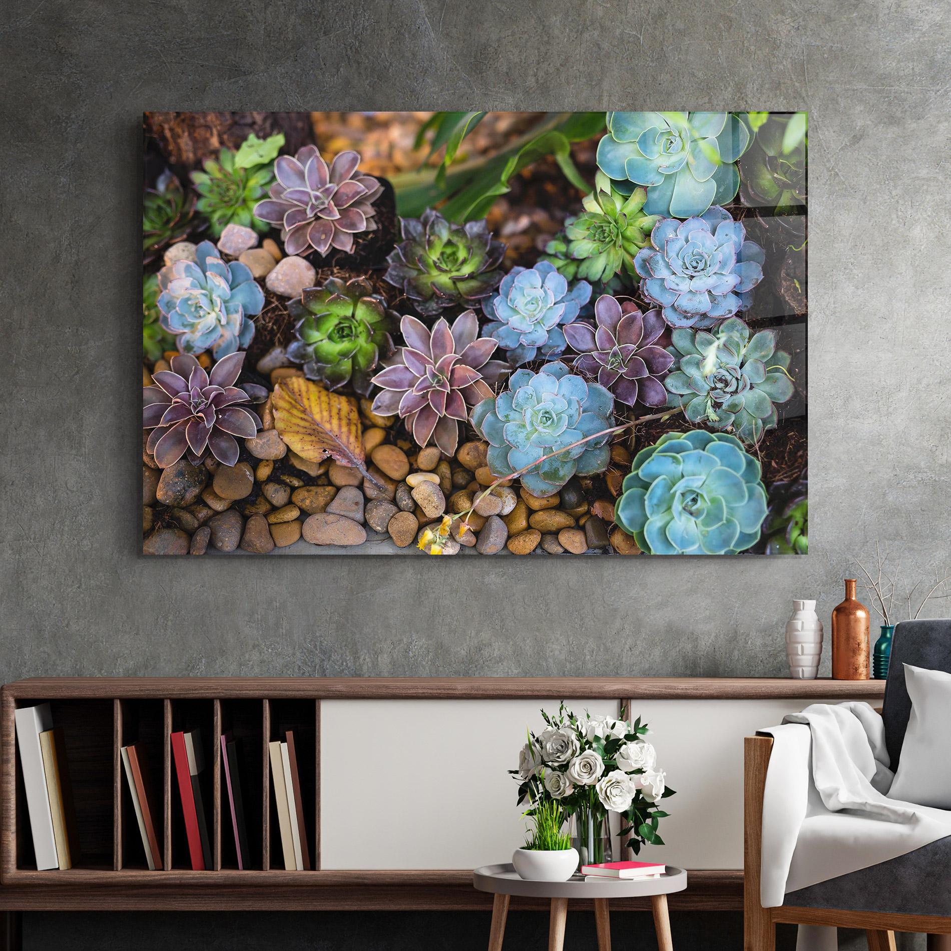 Tablou Sticla Colorful Flowers mockup 2