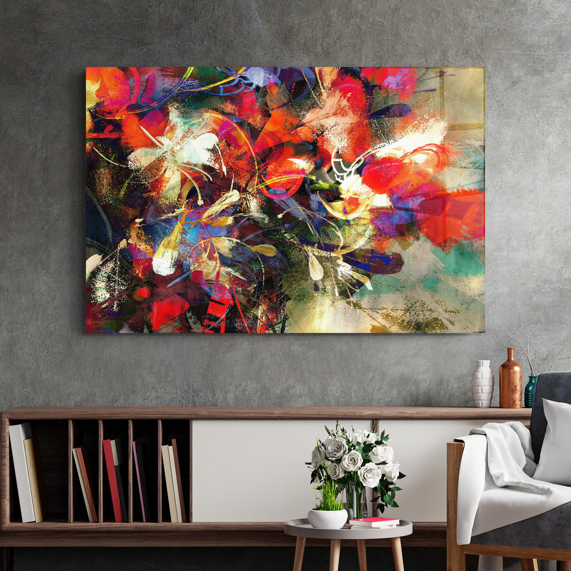 Tablou Sticla Flori Abstracte mockup 2