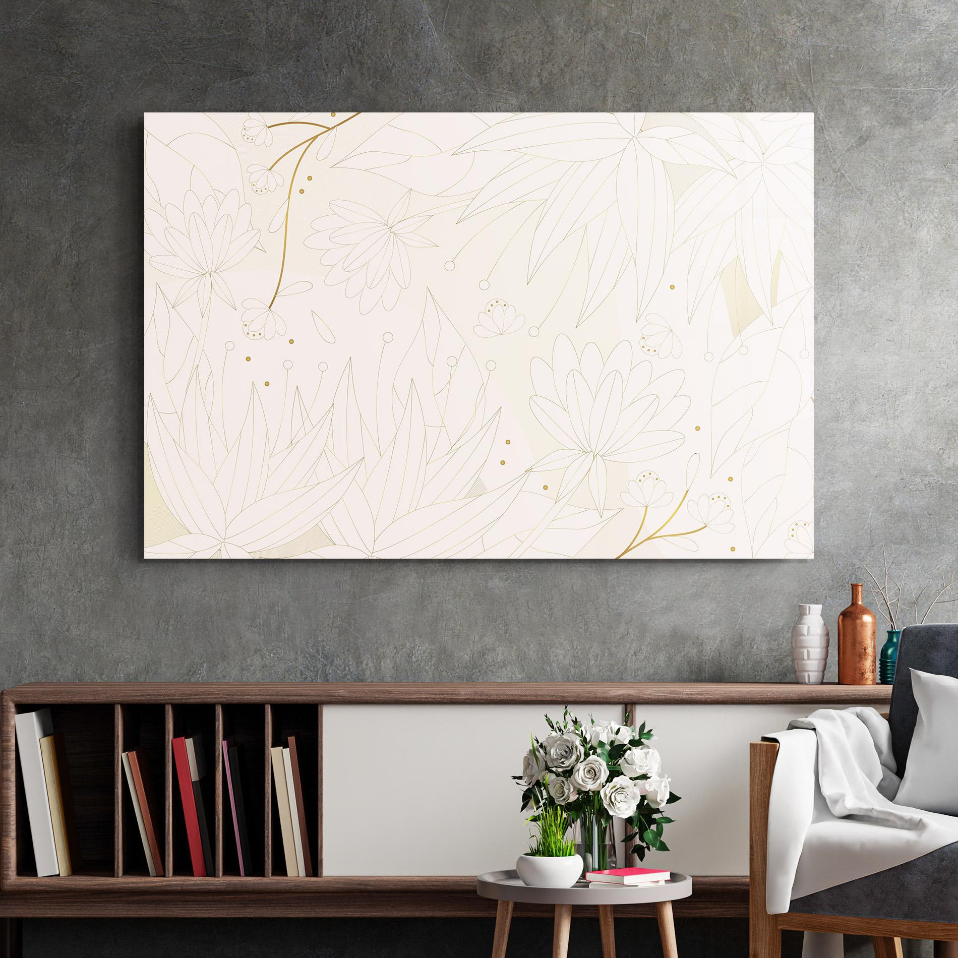 Tablou Sticla Flower Cream Line mockup 2