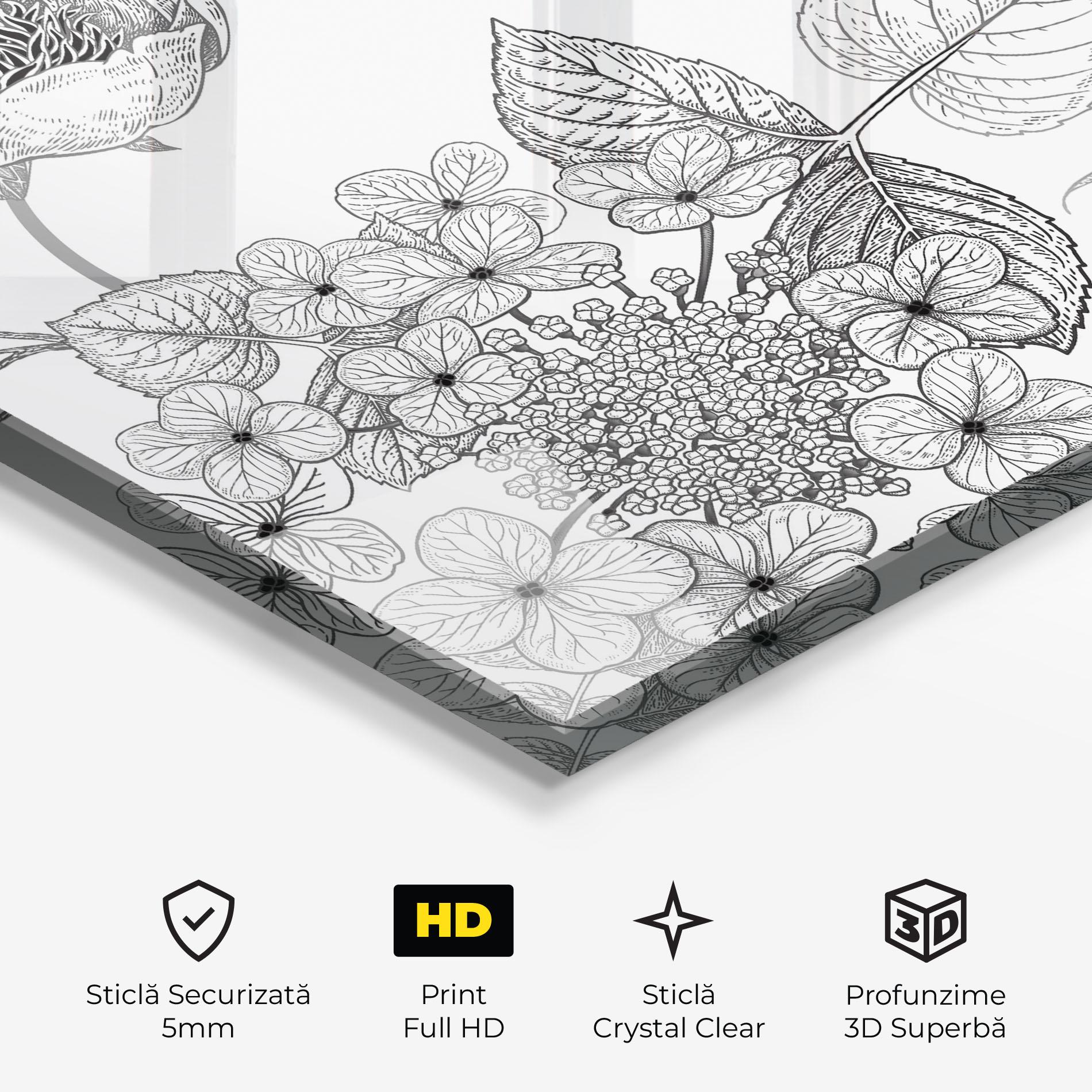 Tablou Sticla Black Line Flower mockup 3