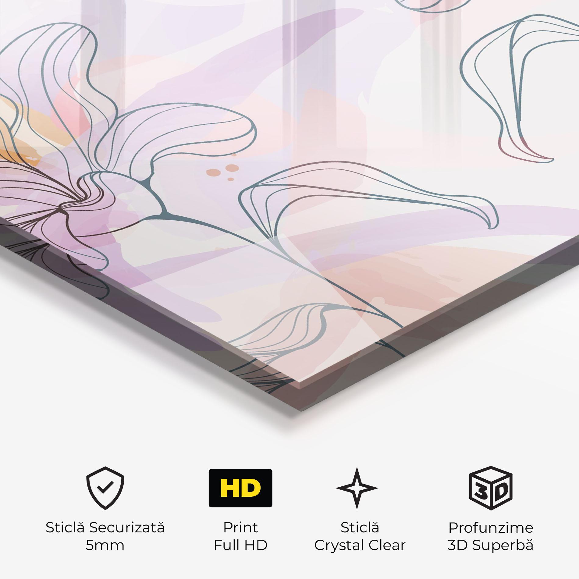 Tablou Sticla Blue Color Line Flower mockup 3