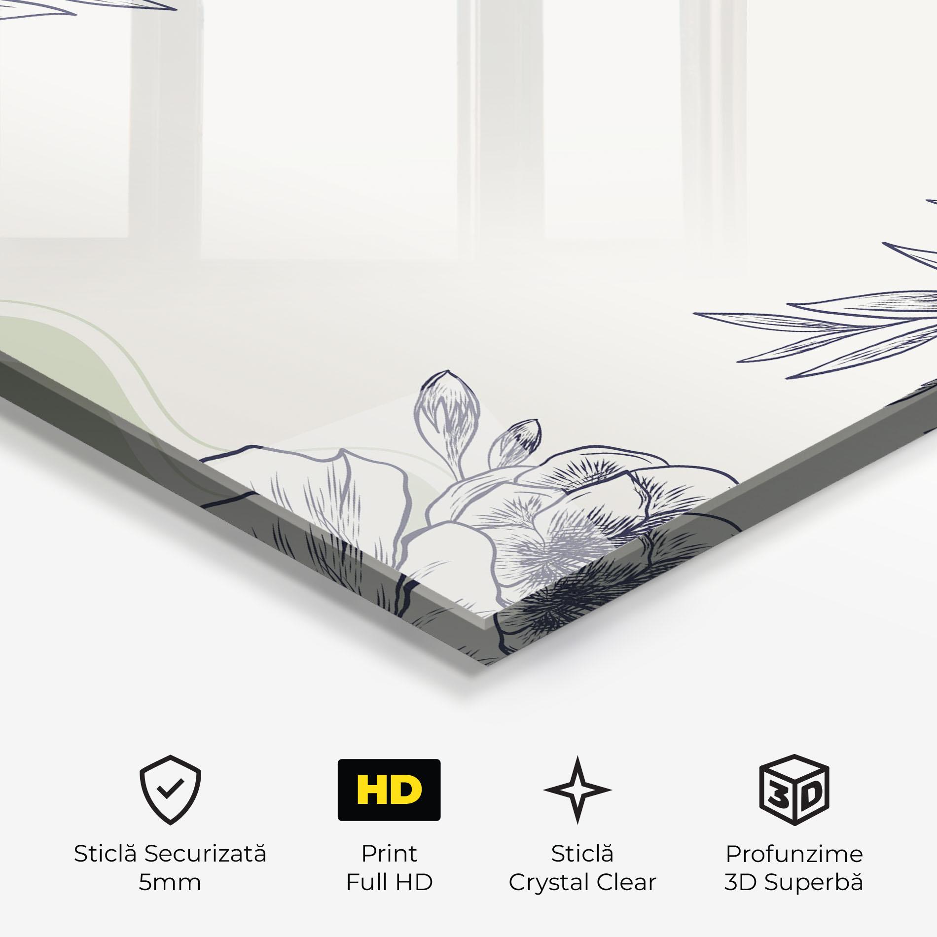 Tablou Sticla Blue Line Green mockup 3