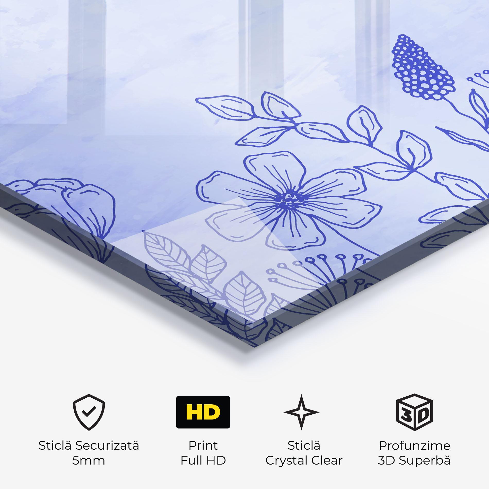 Tablou Sticla Blue Line Plant mockup 3