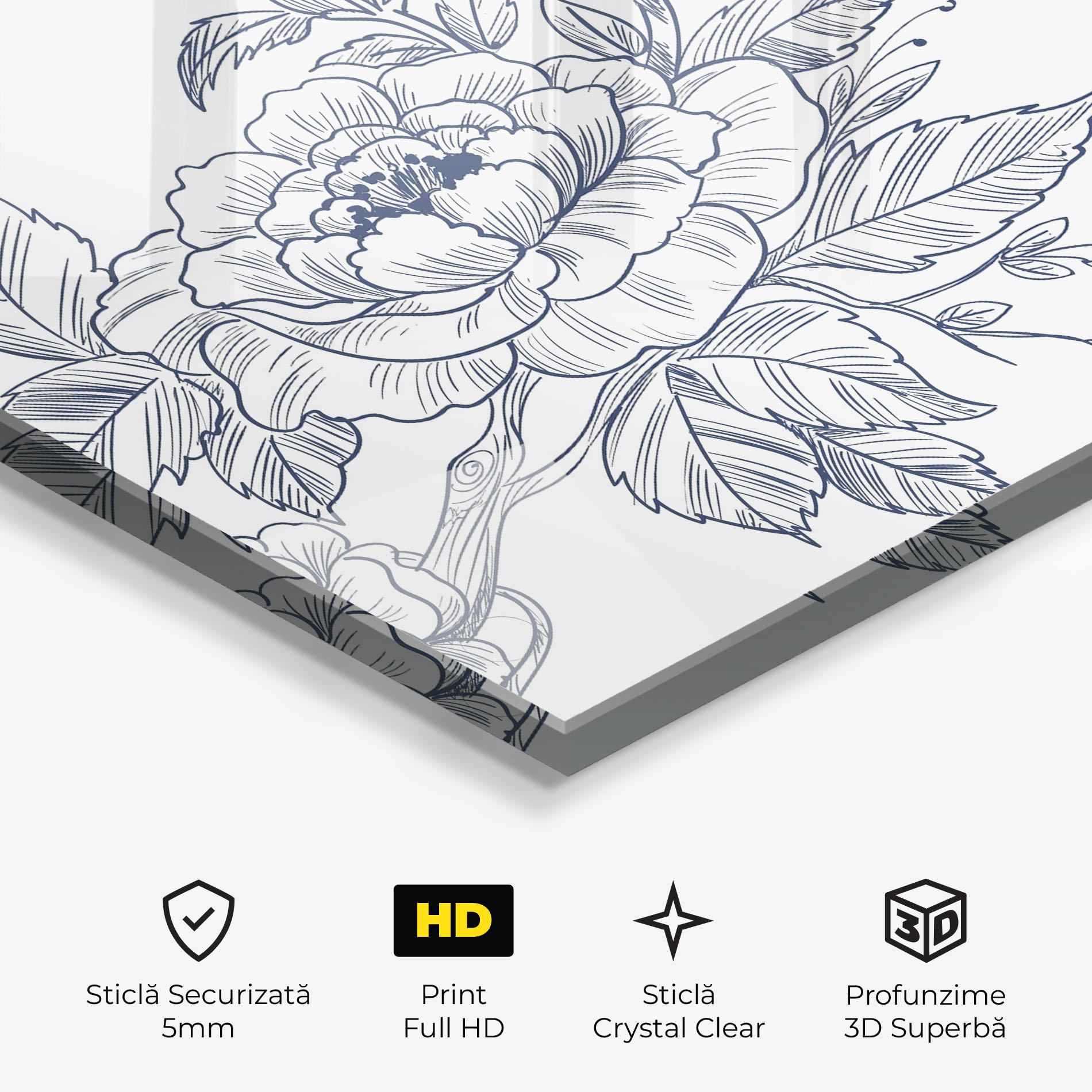 Tablou Sticla Blue Line Roses mockup 3