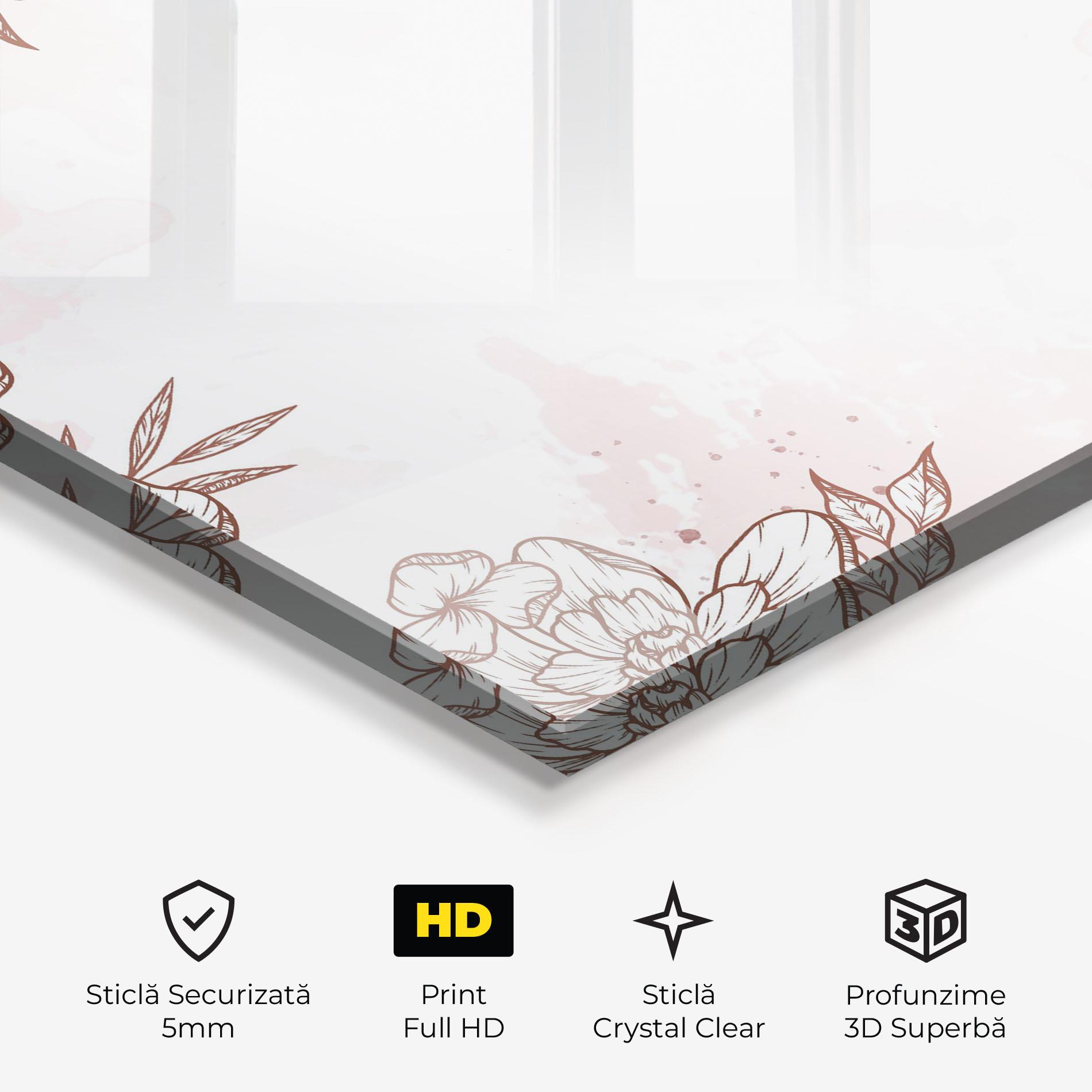 Tablou Sticla Brown Flower Line mockup 3