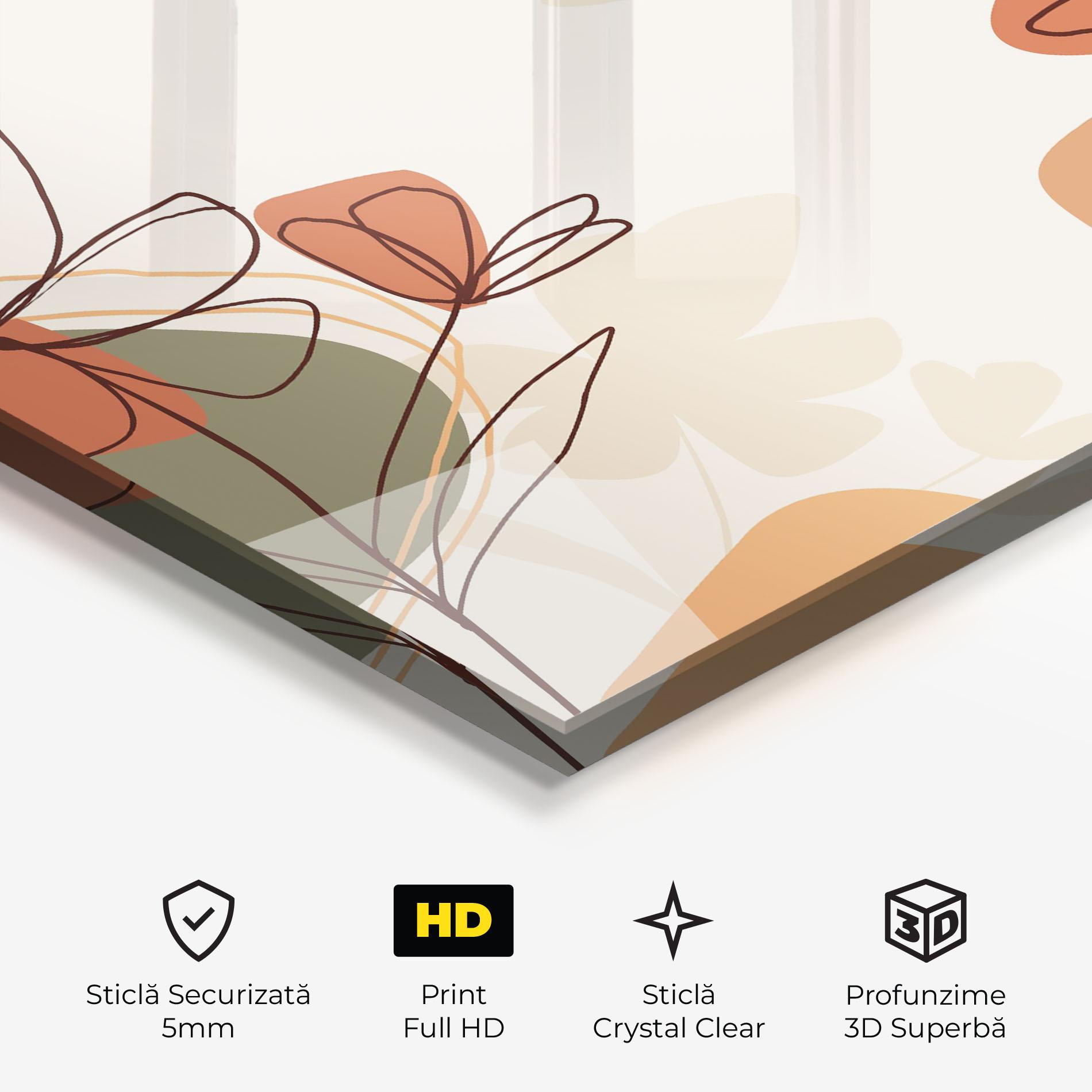 Tablou Sticla Brown Line Plants mockup 3