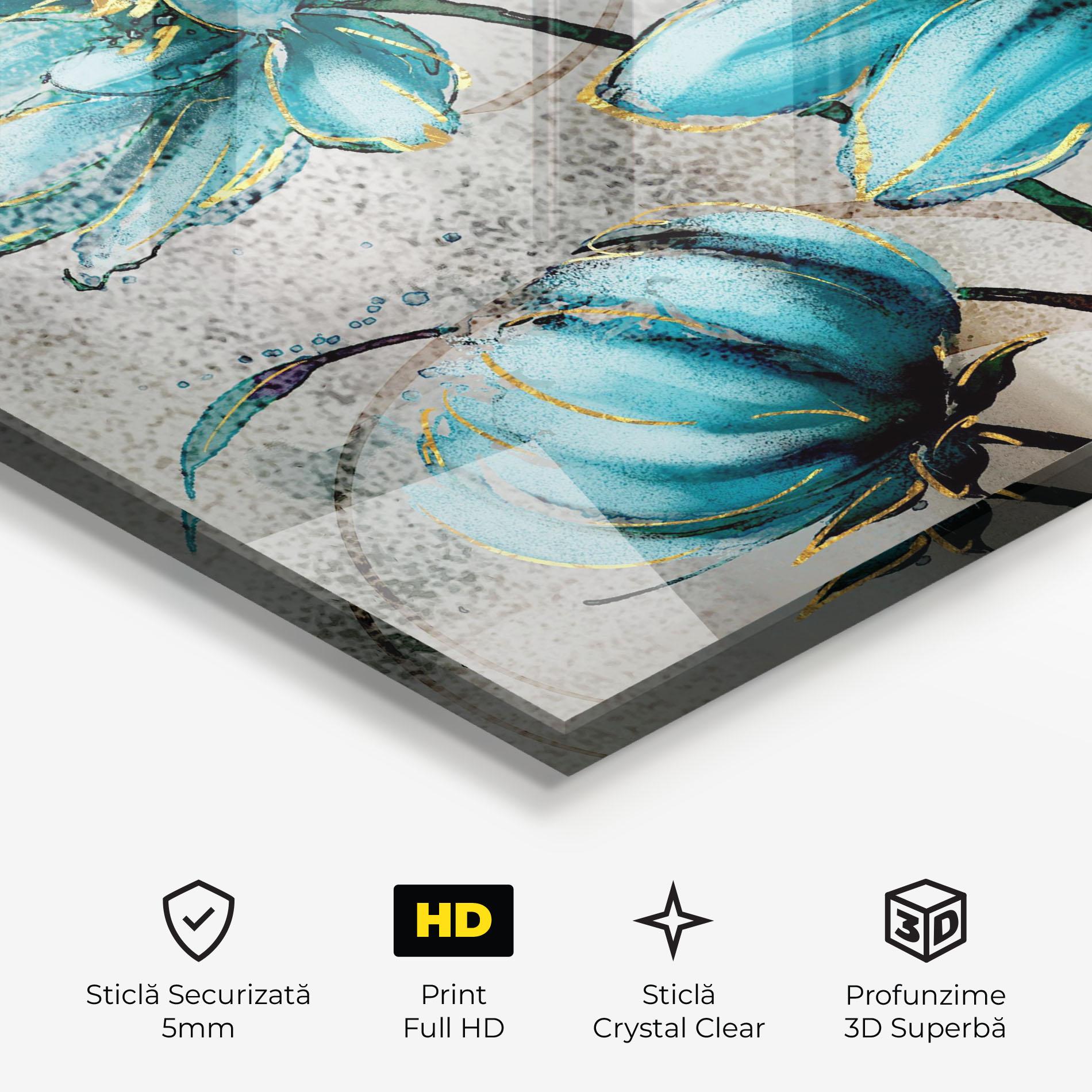 Tablou Sticla Bujori Albastri mockup 3