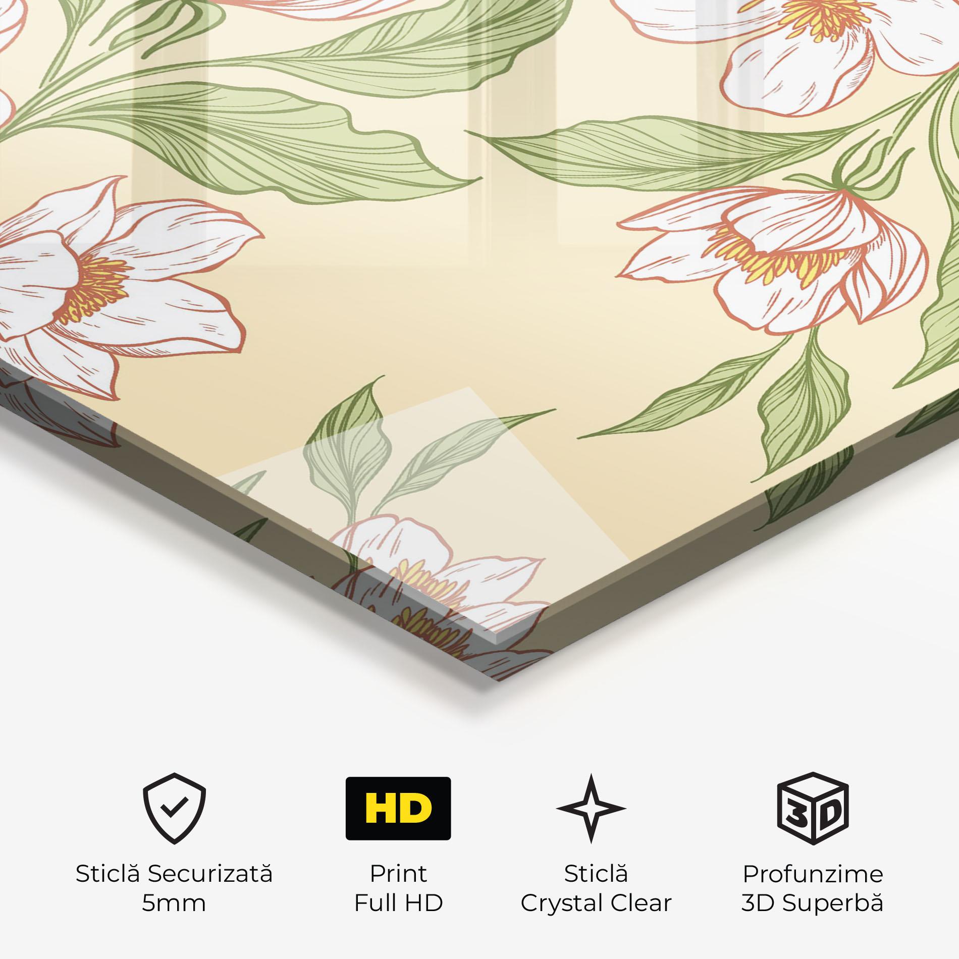Tablou Sticla Cream Flower White mockup 3