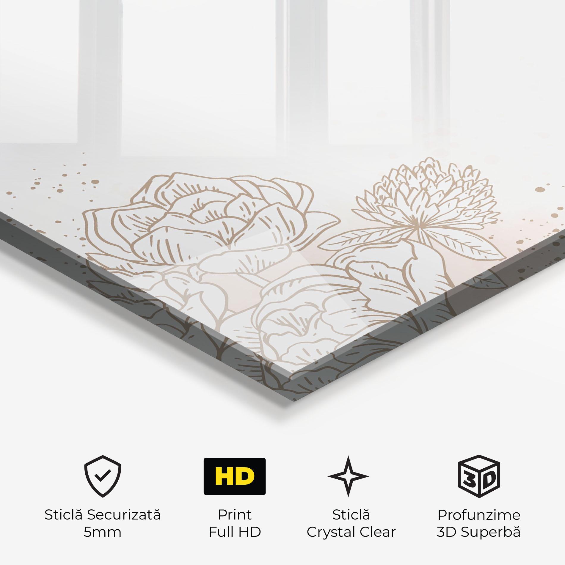 Tablou Sticla Cream Line Flower mockup 3