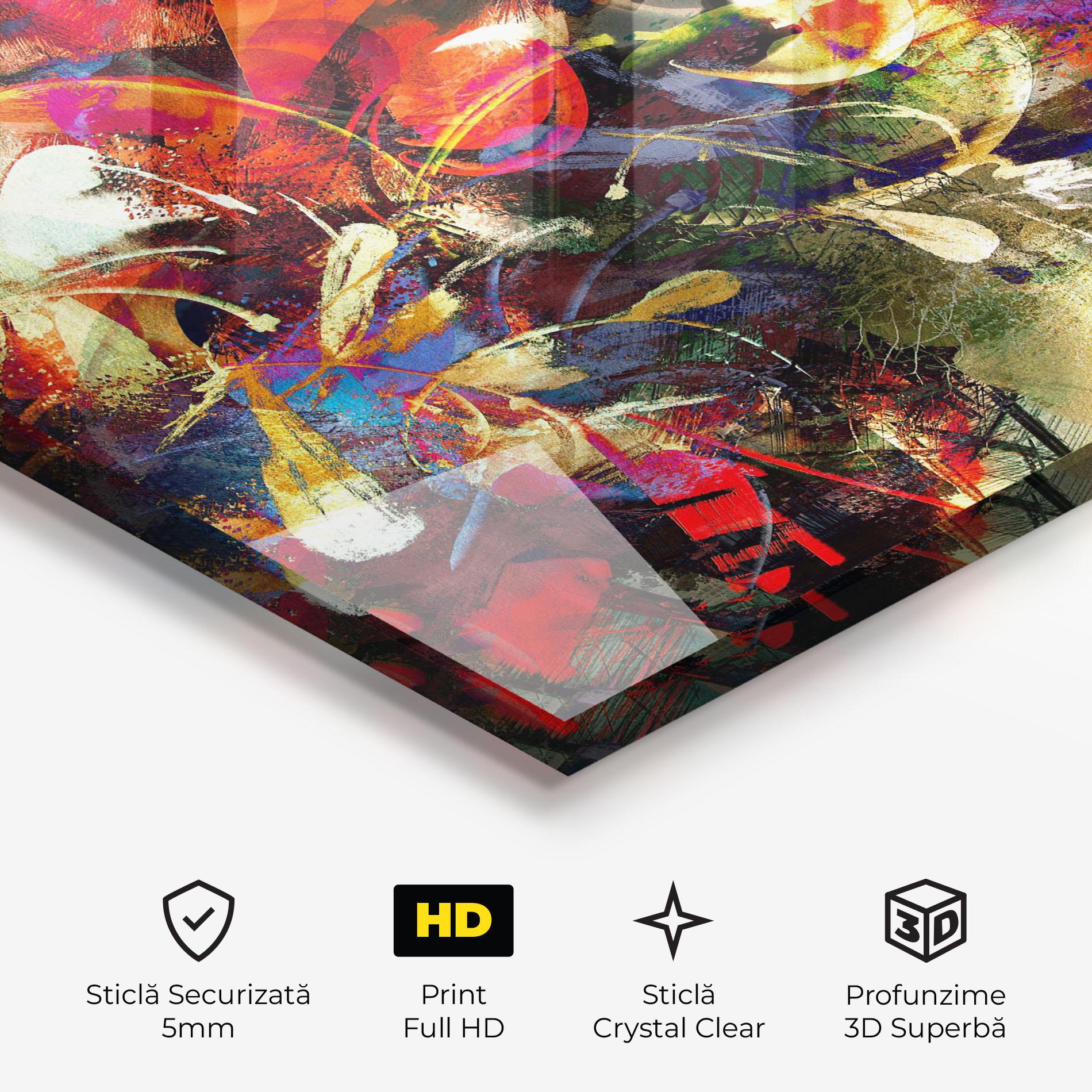 Tablou Sticla Flori Abstracte mockup 3