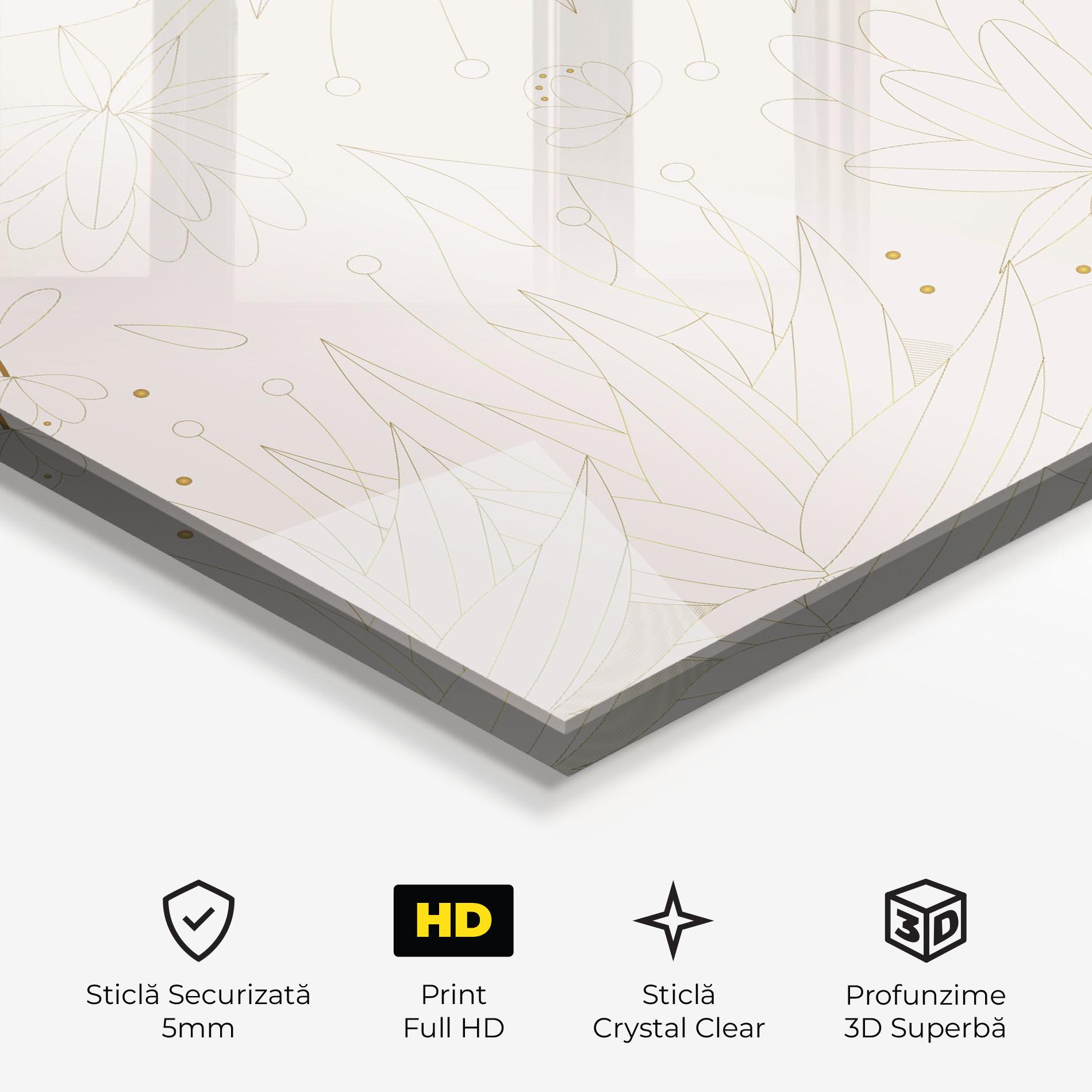Tablou Sticla Flower Cream Line mockup 3