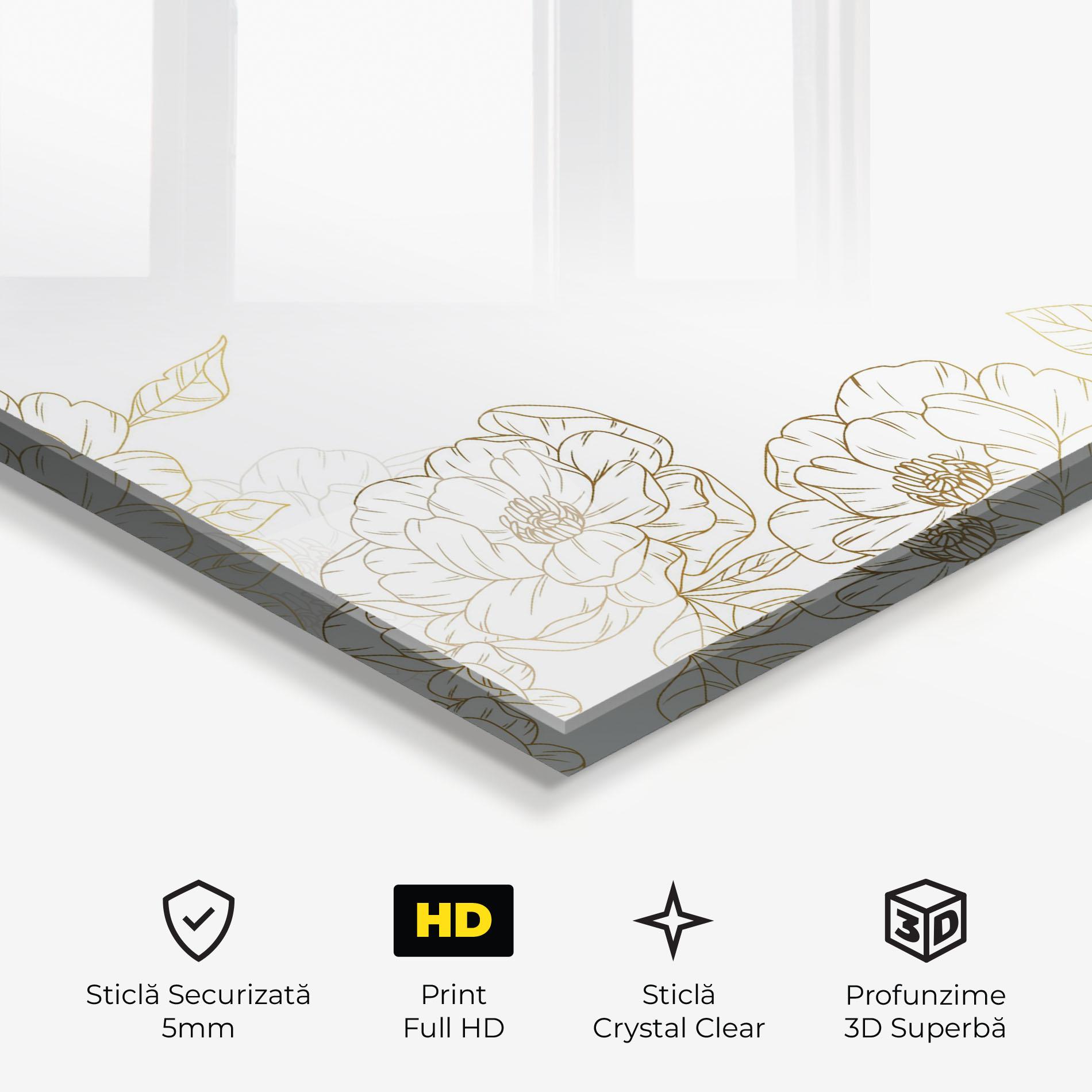 Tablou Sticla Flower Gold Line mockup 3
