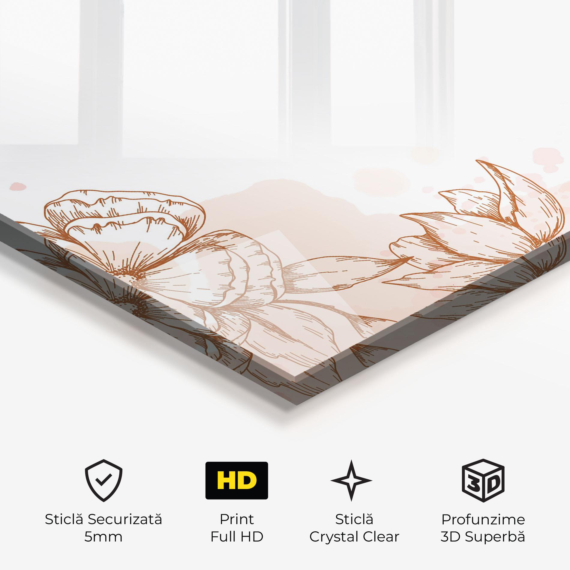 Tablou Sticla Red Brown Line mockup 3