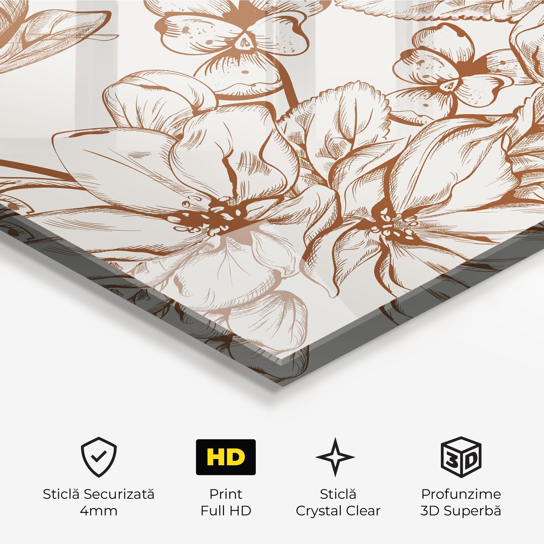 Tablou Sticla Bee Flower Line mockup 3