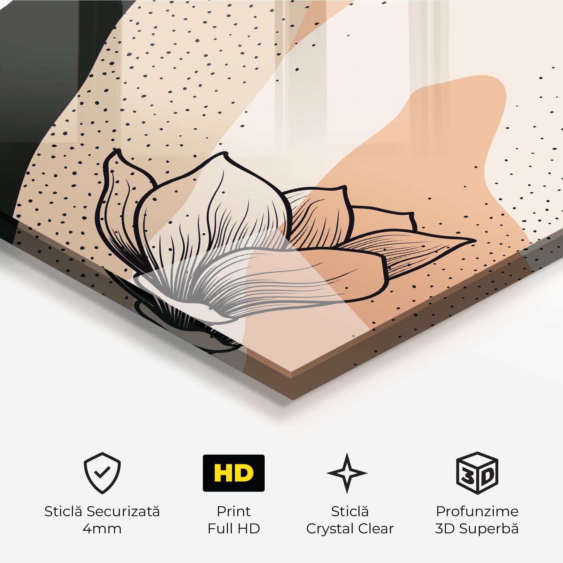 Tablou Sticla Black Line Art Plant mockup 3