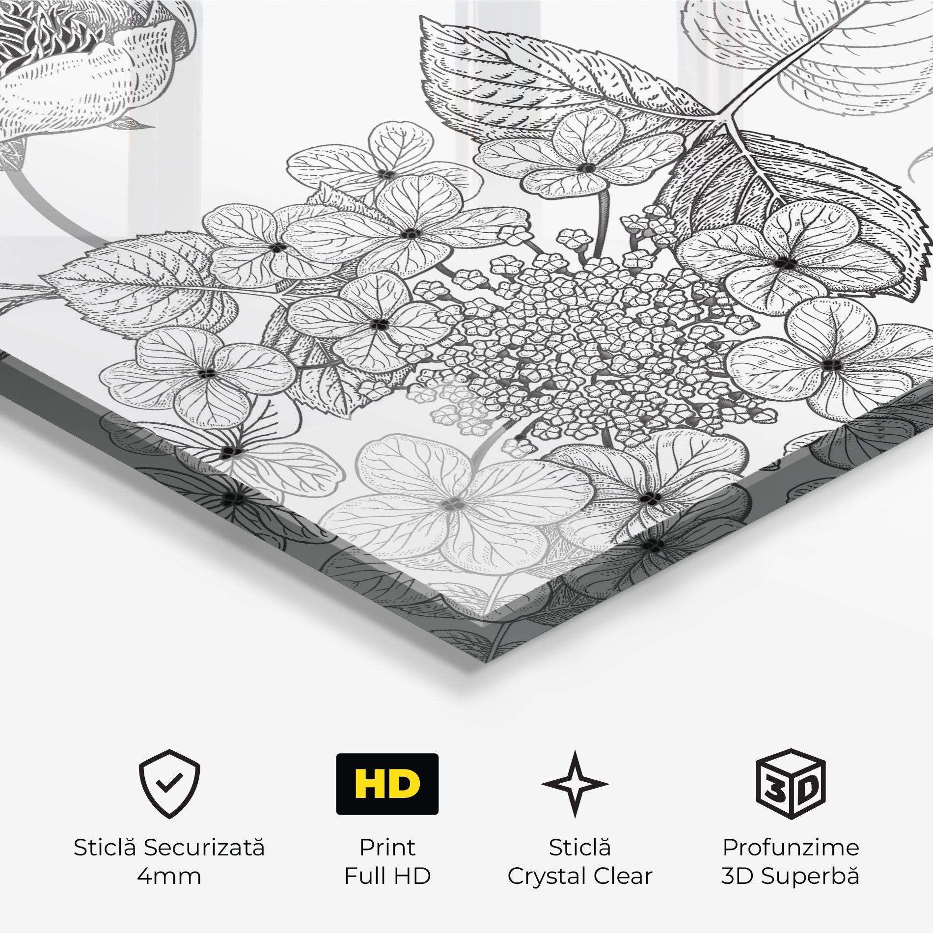 Tablou Sticla Black Line Flower mockup 3